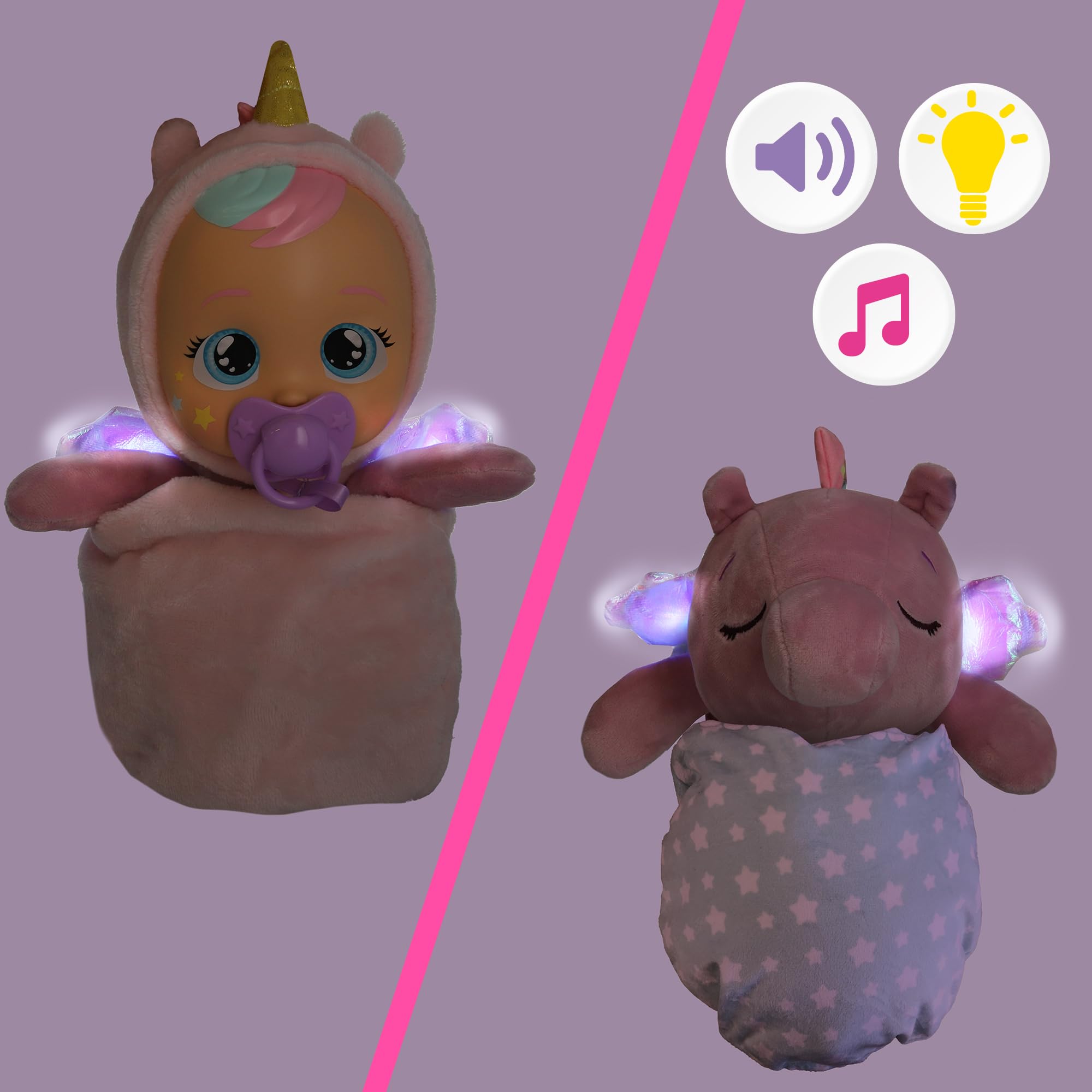 CRY BABIES Luna & Poppy Bambola Interattiva Amici Della Buonanotte Luna e Poppy Vanno a Dormire, Luci Magiche, Suoni e Ninne Nanne Per Bambini Bambini a partire da 3 anni