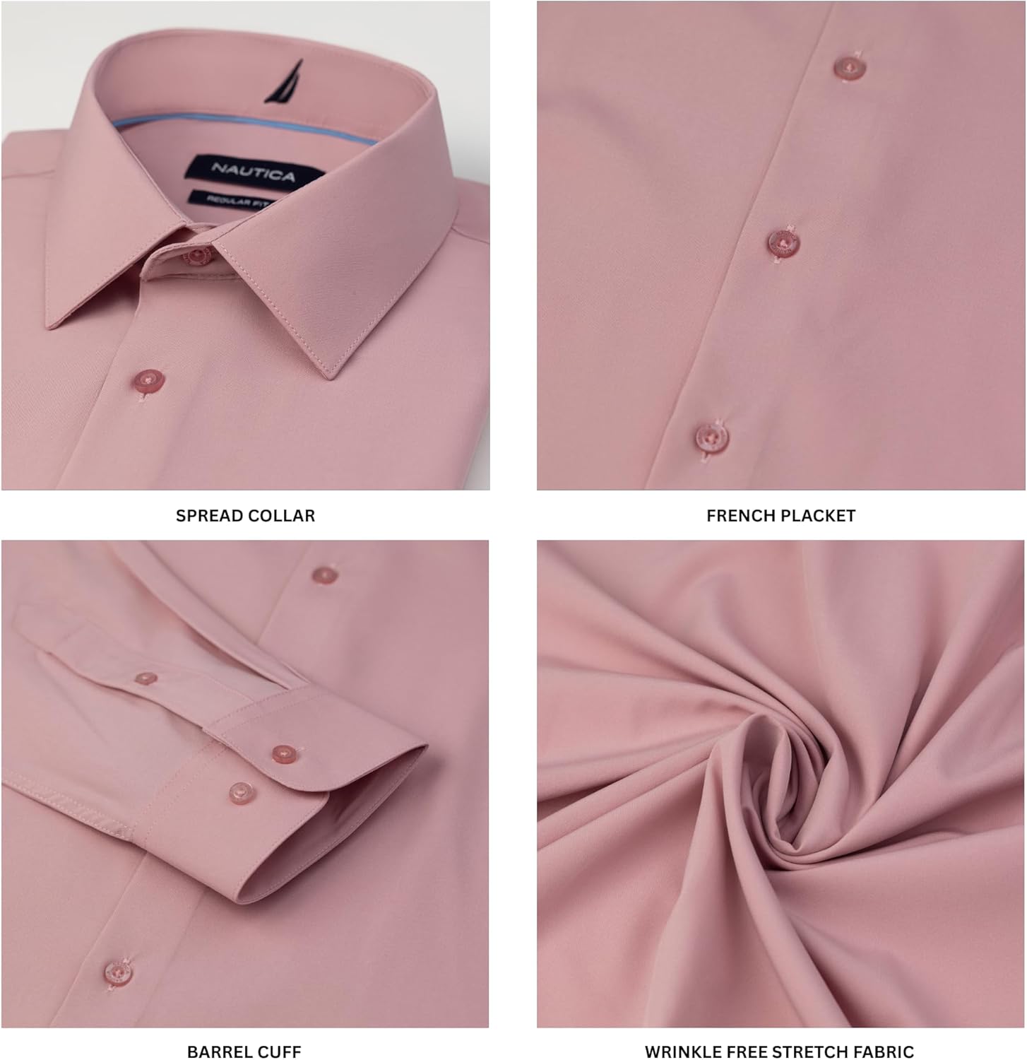 Nautica Regular Fit Long Sleeve Button Down Dress Shirts for Men - Wrinkle Free Long Sleeve Shirt Mens Formal 4-Way Stretch - Image 6