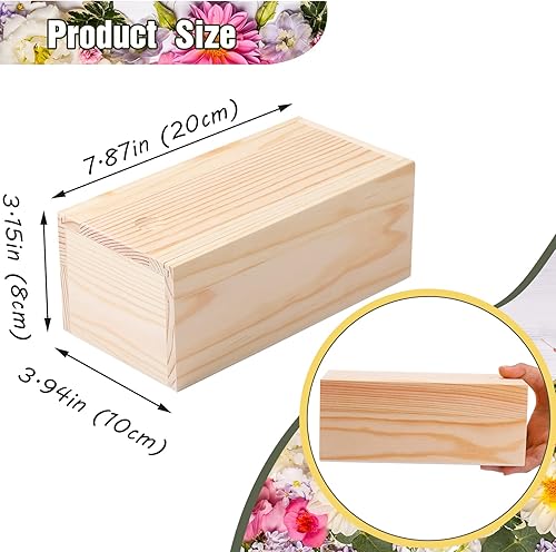 Miniatura 2 de 3 cajas de madera sin terminar de 7.87 x 3.94 x 3.15 pulgadas, con tapa deslizante, cajas de almacenamiento de madera pequeñas, cajas de regalo