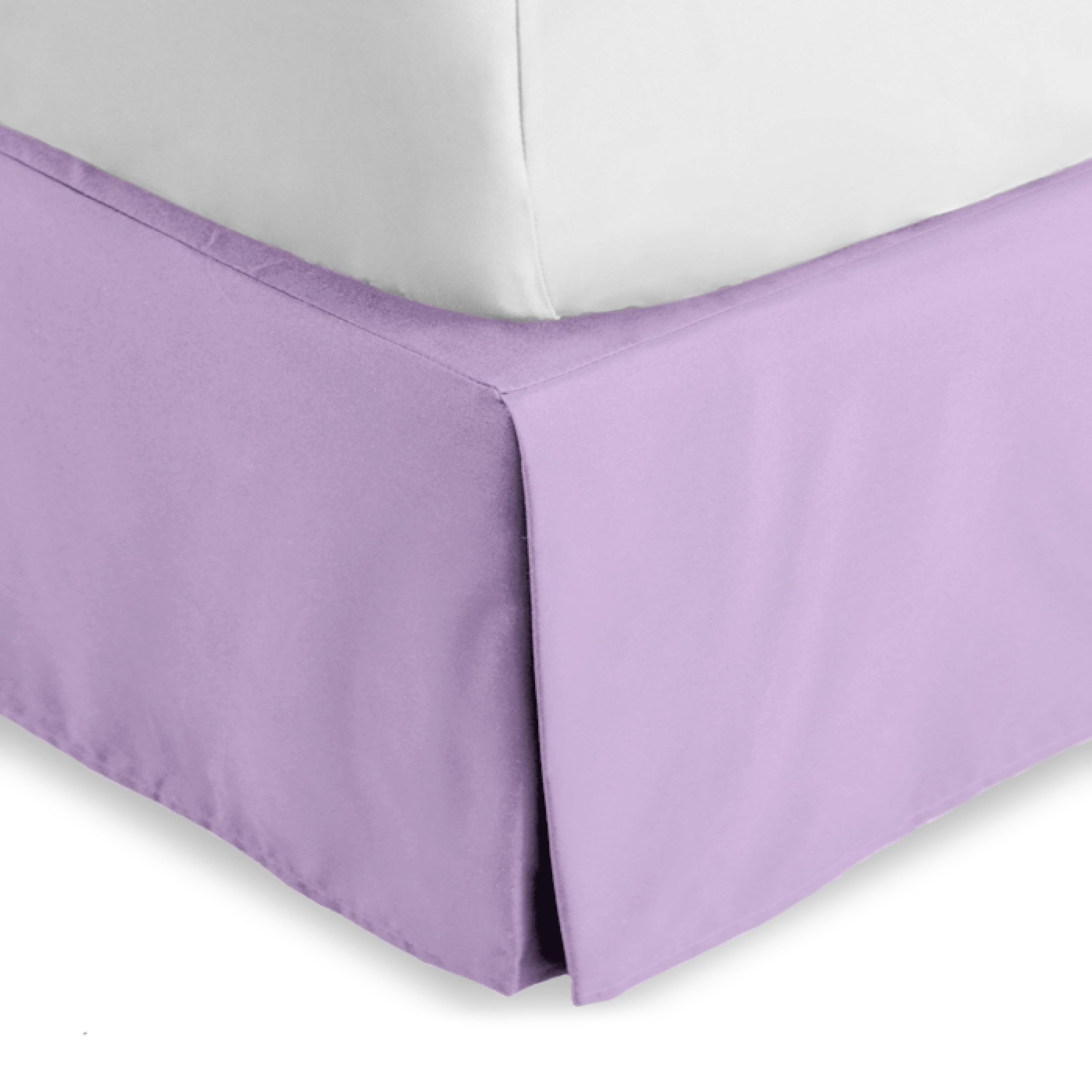Bare Home Kids Twin Bed Skirt - 15-Inch Tailored Drop Easy Fit - Bed Skirt for Beds - Center & Corner Pleats (Twin, Lavender)