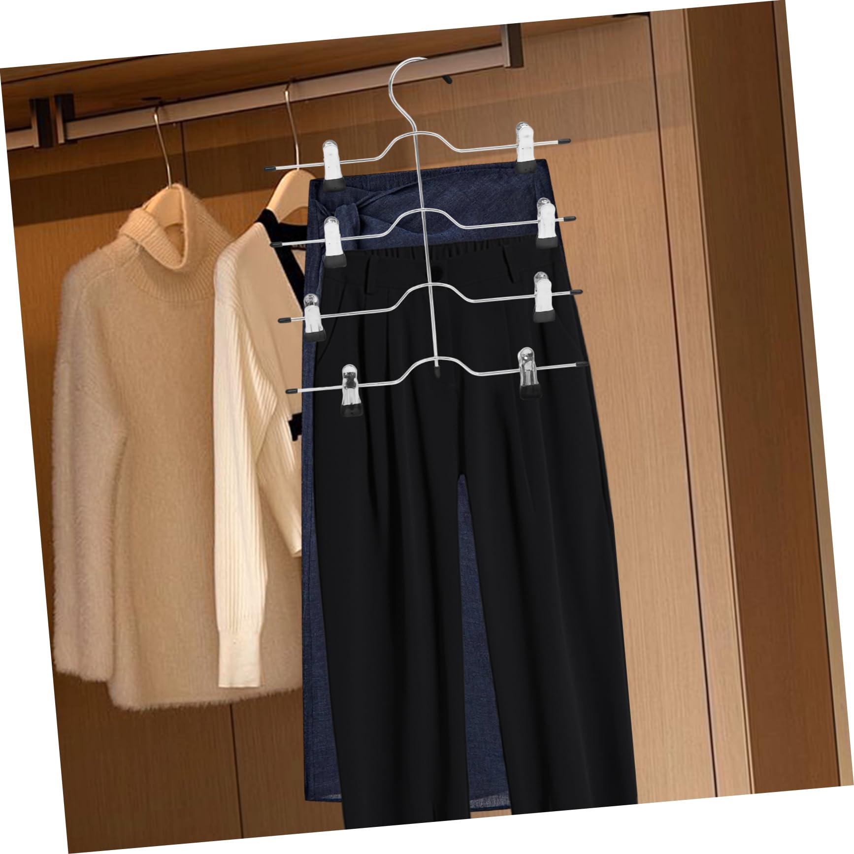 Grucce per Pantaloni con Pinze 4 Pezzi in Acciaio al Manganese