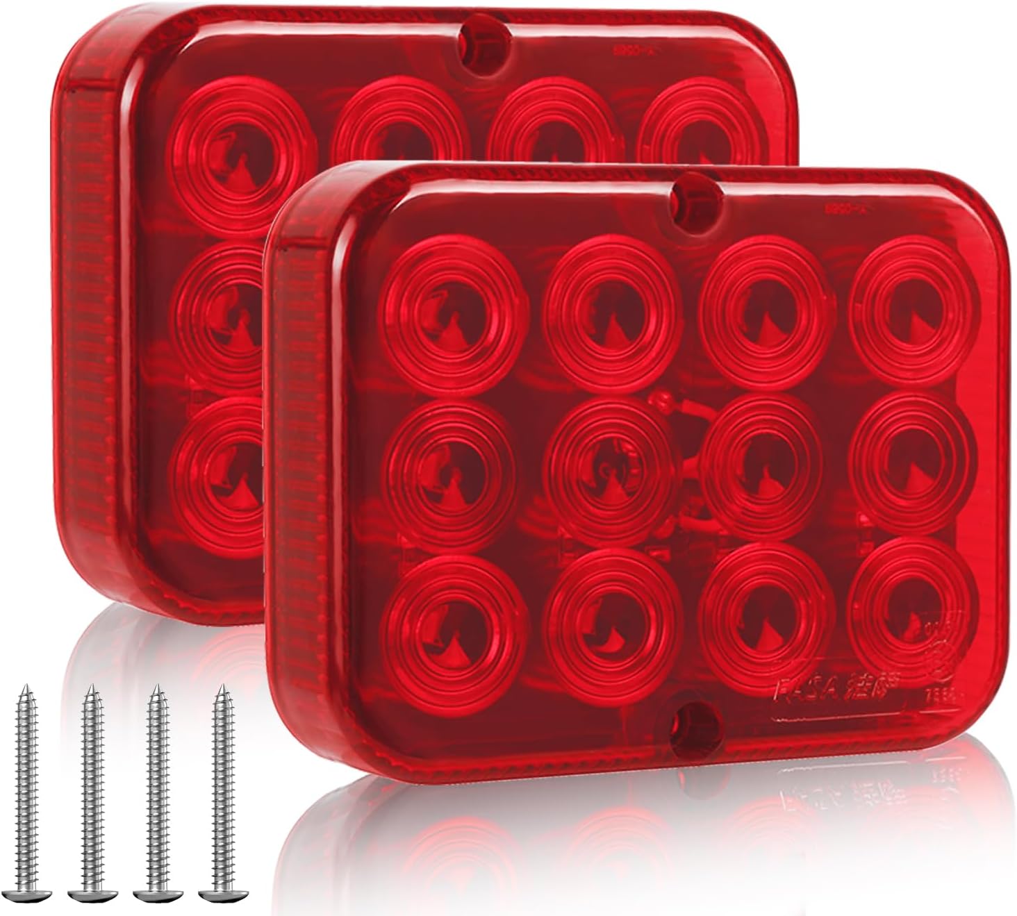 AOHEWEI 2 x LED Rear Fog Lights Trailer Fog Lamps Red 12V Waterproof for Car Trailer Caravan Truck