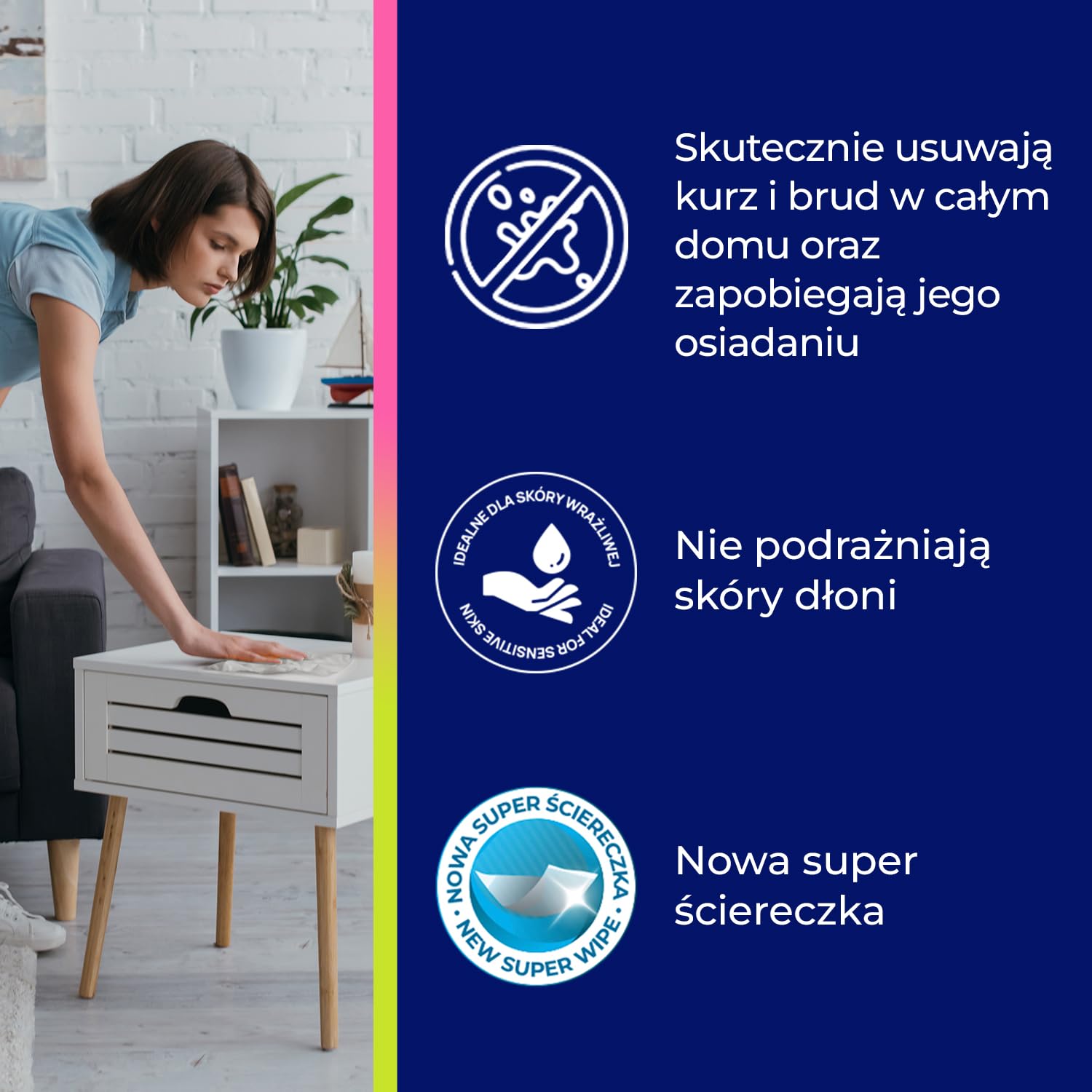Presto Uniwersalne ściereczki do czyszczenia Magnolia – do gładkich powierzchni – szybkie i skuteczne czyszczenie – meble, terakota, panele, płytki – zapach kwiatów – 72 sztuki
