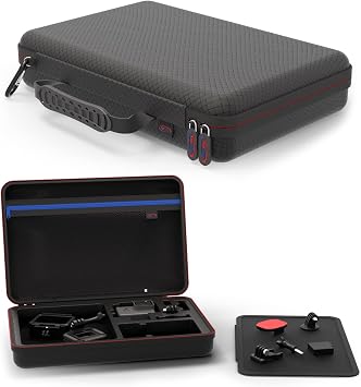 DigiCharge Action Camera Carrying Case - Large, 12x8x2.5 Inches | For GoPro Lit Hero 13/12/11 Max 2, DJI Osmo Action, Akaso; Shockproof Travel Bag with Foam Compartments & Mesh Pocket