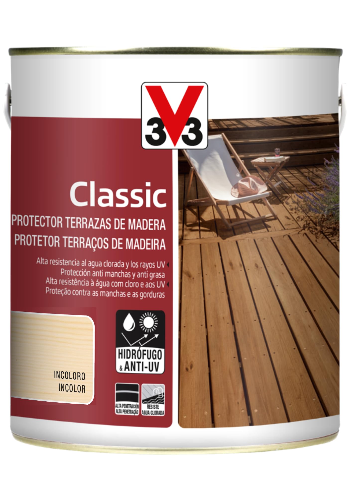 V33 Protector Terrazas De Madera Classic Mate Incoloro 1L