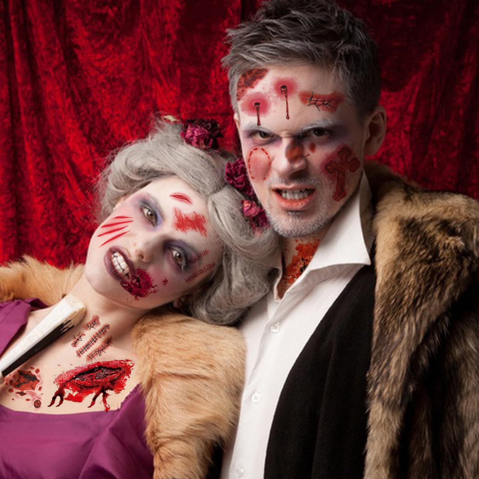 60 Fogli Tatuaggi 3D Cicatrici Finte Per Halloween: Sangue, Cuciture, Ferite. Adesivi Per Zombie, Cosplay E Feste Spaventose.