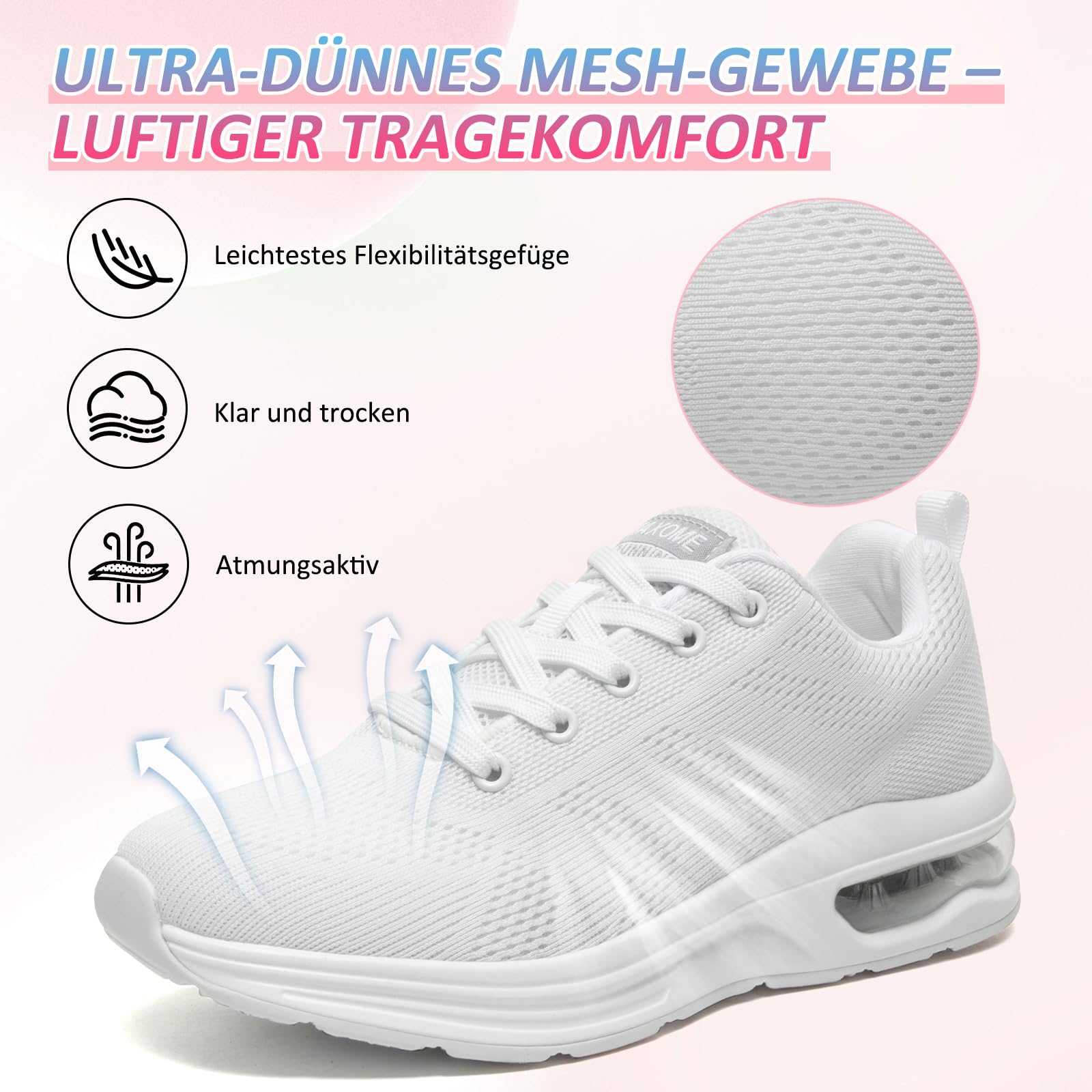 Laufschuhe Damen Turnschuhe Sportschuhe Damen Sneaker Luftpolster Stoßdämpfend Joggingschuhe Orthopädische Schuhe Leichte rutschfest Hallen Fitnessschuhe Atmungsaktiv Walkingschuhe Womens Trainers