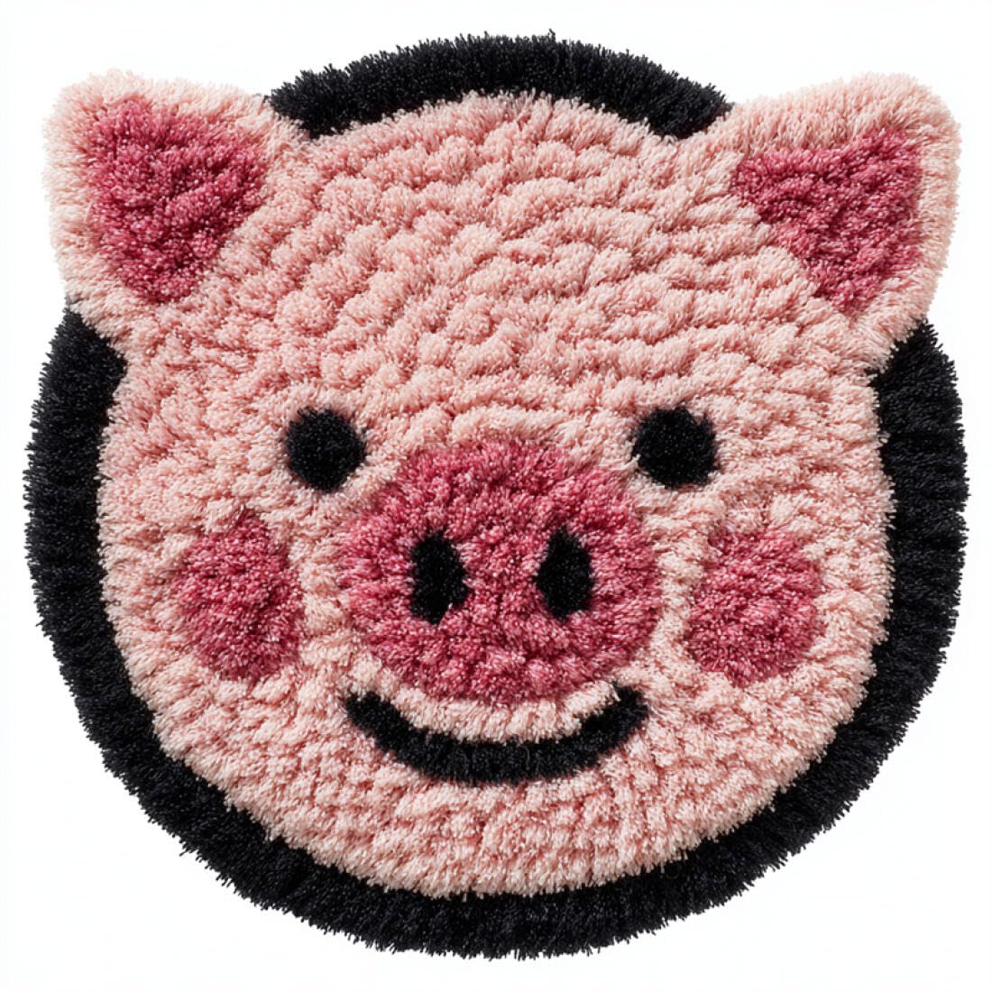 Rqwybcaxn G Diy Latch Hook Ru Makin Kits For Beginners Animal Embroidery Set Cartoon Pi 60X60cm Round Washable Area Ru Bedroom Wall Hangin