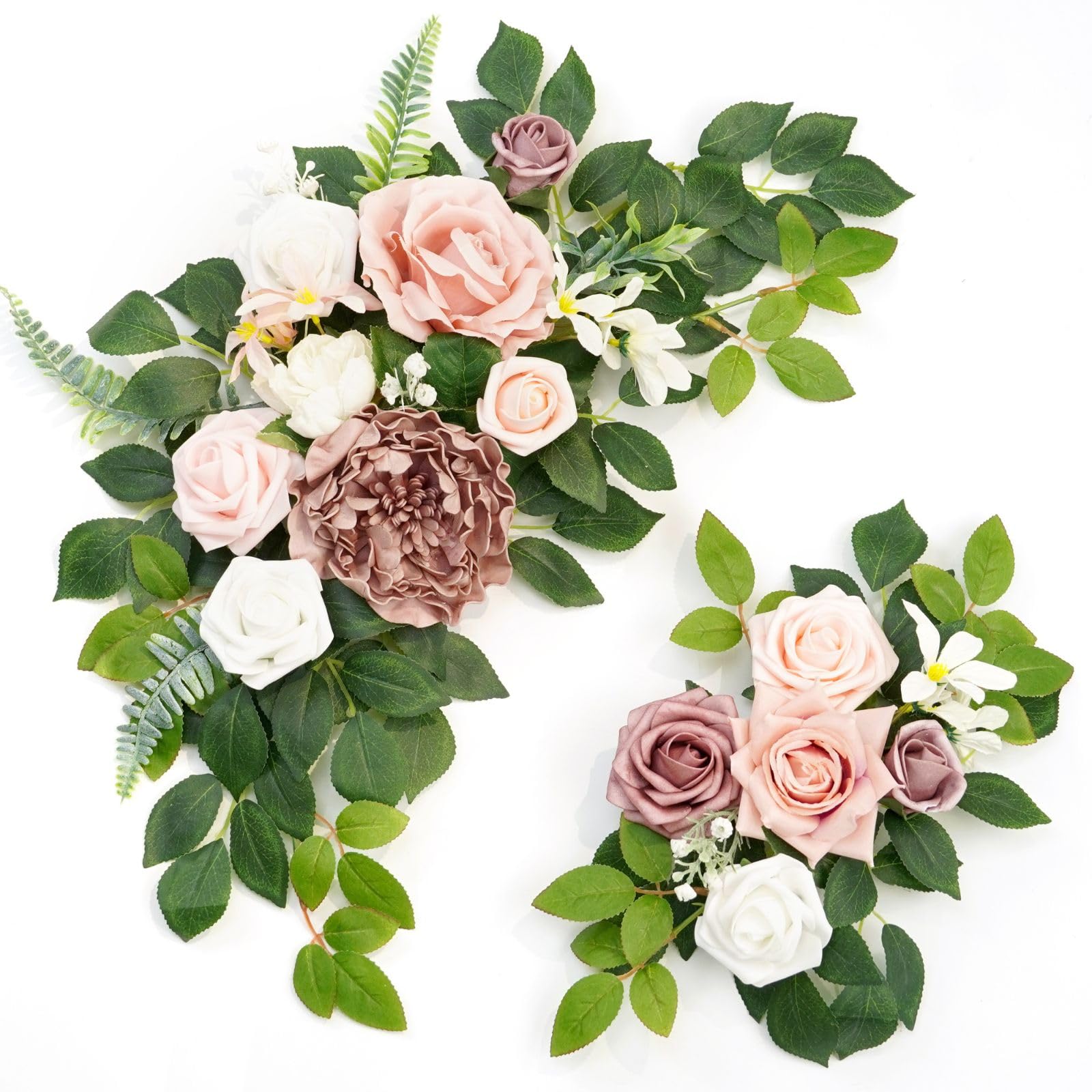 Hochzeitsdekoration (2 Stück) Willkommensschild, Blumen-Hintergrund, Girlande für Zeremonie, Empfang, Wandstaffelei, Heimdekoration, Eingangsbereich, Kunsttafel, Tischdekoration, (Dusty Rose)