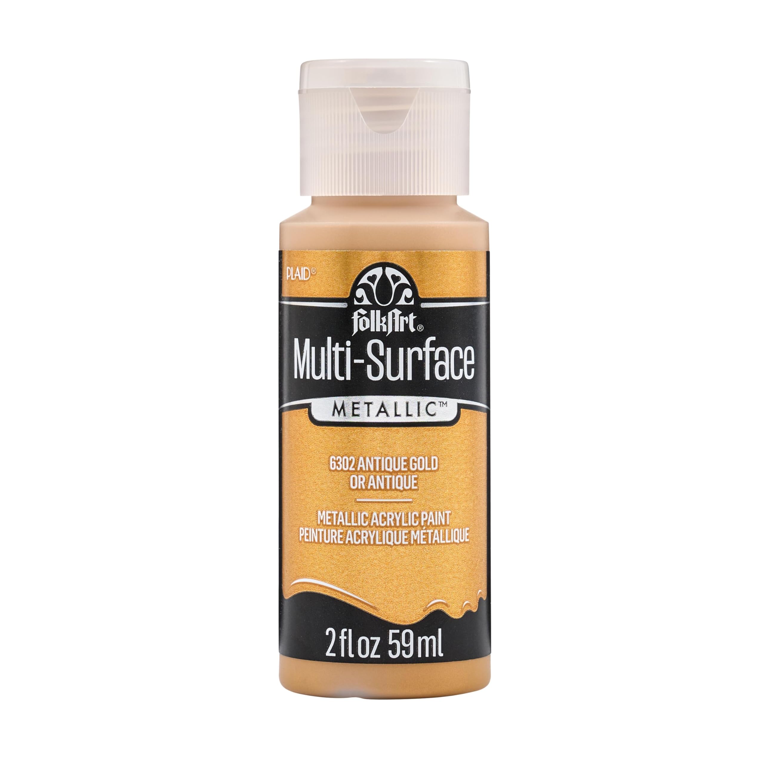 FolkArt Multi-Surface Metallic Paint in Assorted Colors (2 oz), Metallic Antique Gold
