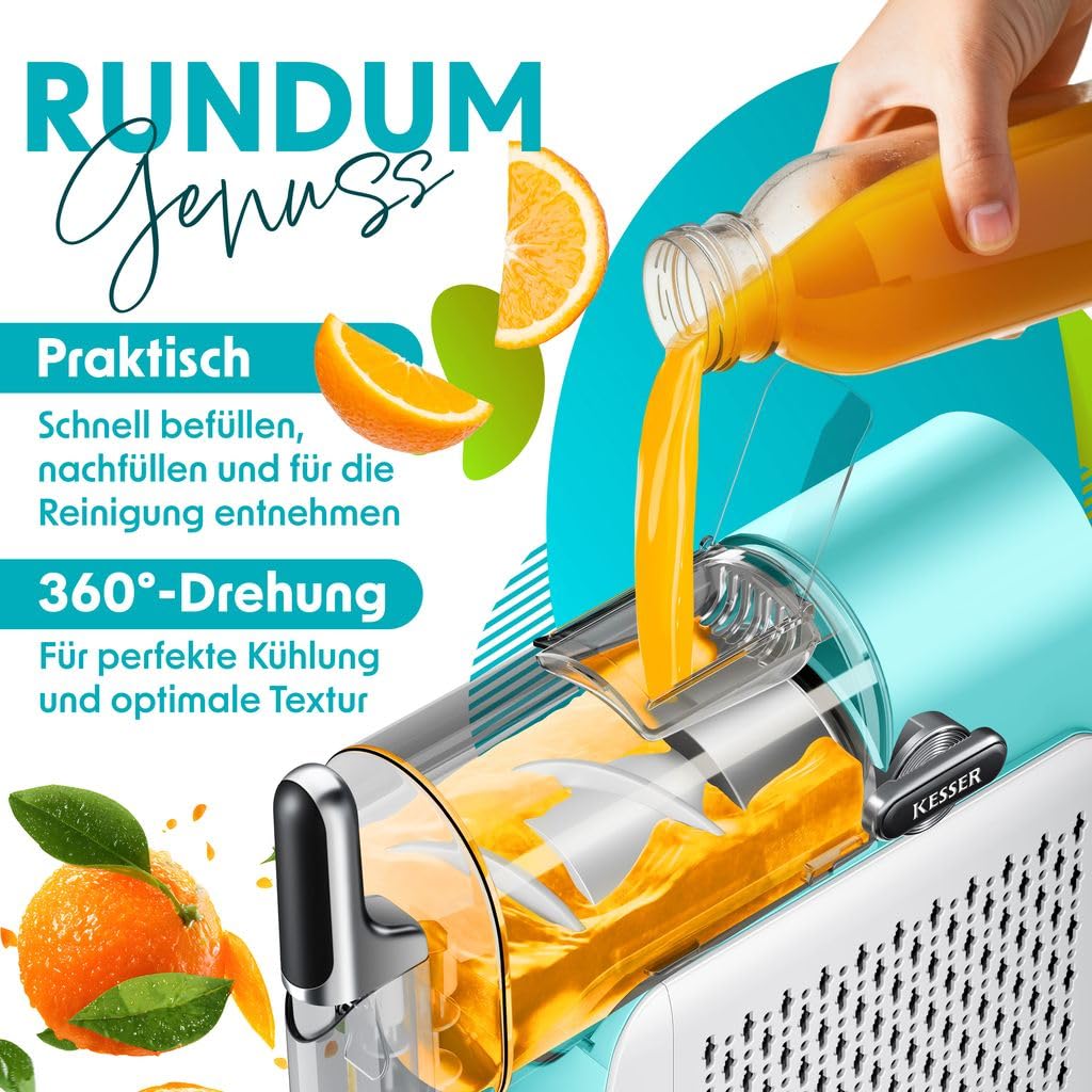 KESSER® Slush Maschine für zu Hause - Slush Ice Maker 2L - für Slush, Eis-Cocktails, Frappés, Milchshakes & gefrorenen Saft - in 25 min & mit 6 Programmen - inkl. 3x Becher & Rezeptbuch, Hellblau