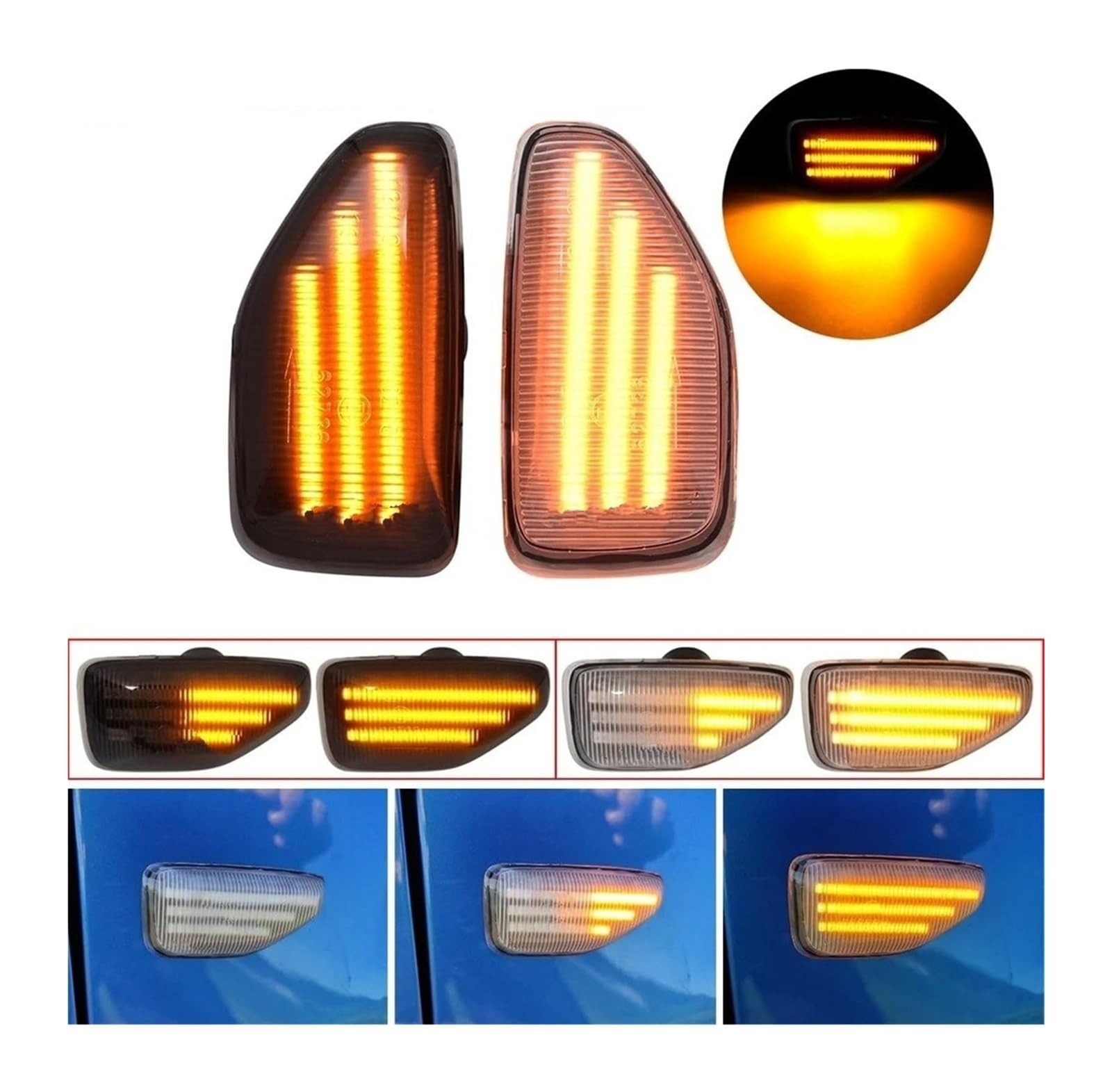 Signal Indicateurs lumières Pour D&acia Pour Duster Pour Sandero II Pour Logan 2 Pour MCV Pour Stepway Feux Position Latéraux Dynamiques À LED Clignotants(Dynamic Crystal)