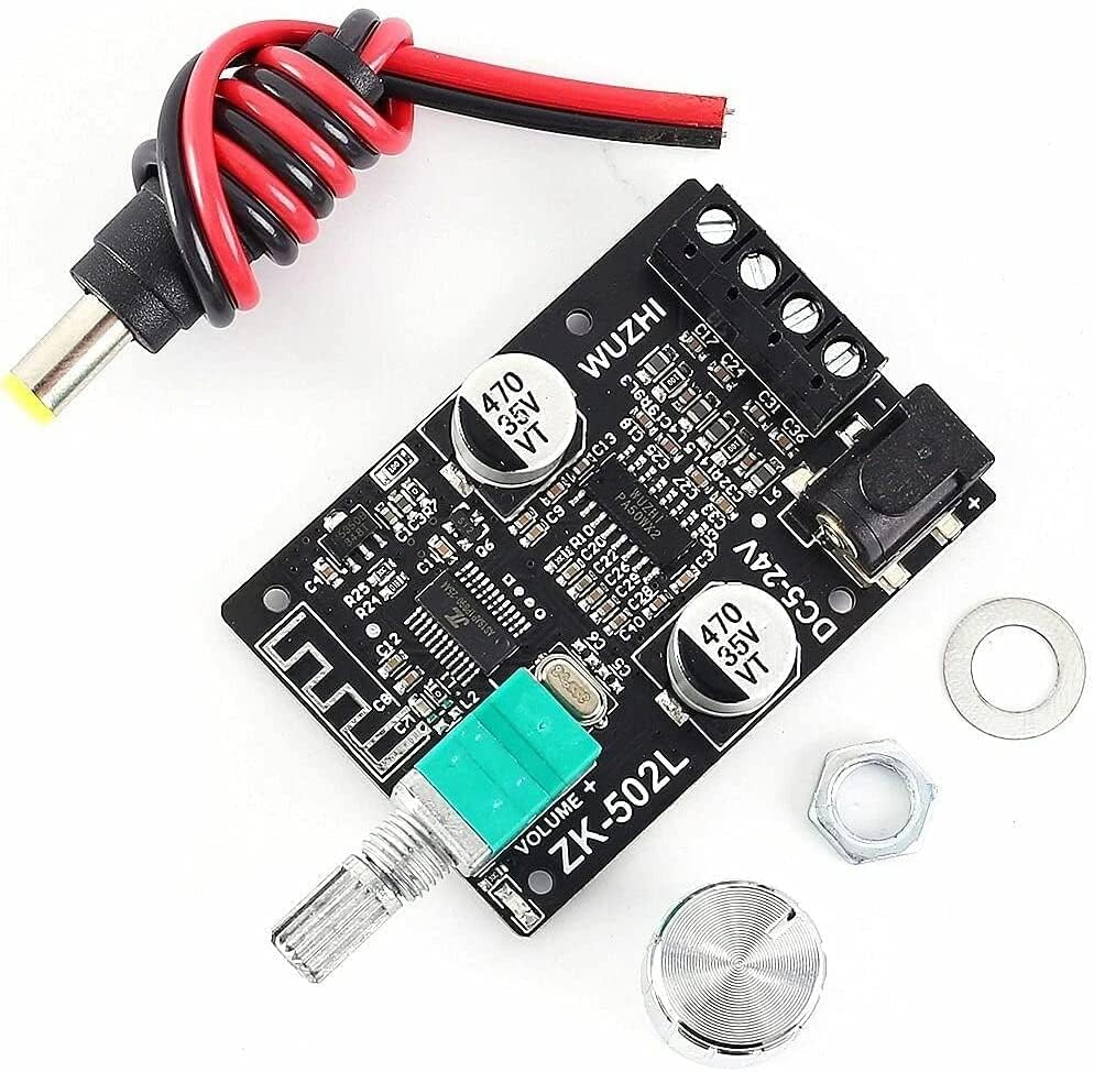 Image of Hexonix ZK-502L TPA3116 MINI Bluetooth 5.0 Wireless Audio Digital Power Amplifier Board 50W x 2 with Switch and Adjustable Volume with shell