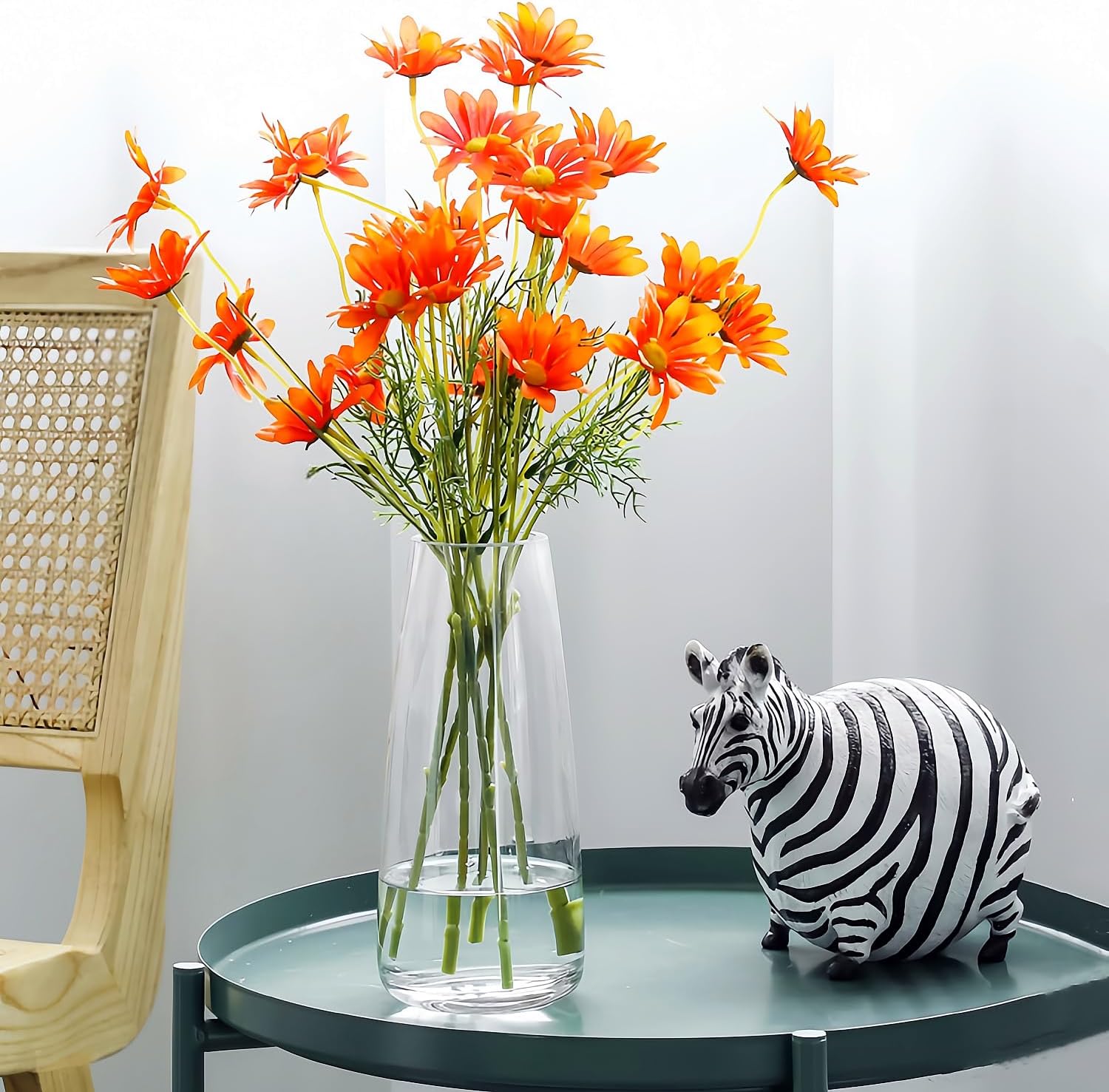 Crystal Clear Glass Vase, Flower Vase for Table Centerpiece Home Decor, Modern Vases for Living Room, Wedding, Office, Coffee Table, Birthday Housewarming Gift, 8.3inch (Clear) - Image 8