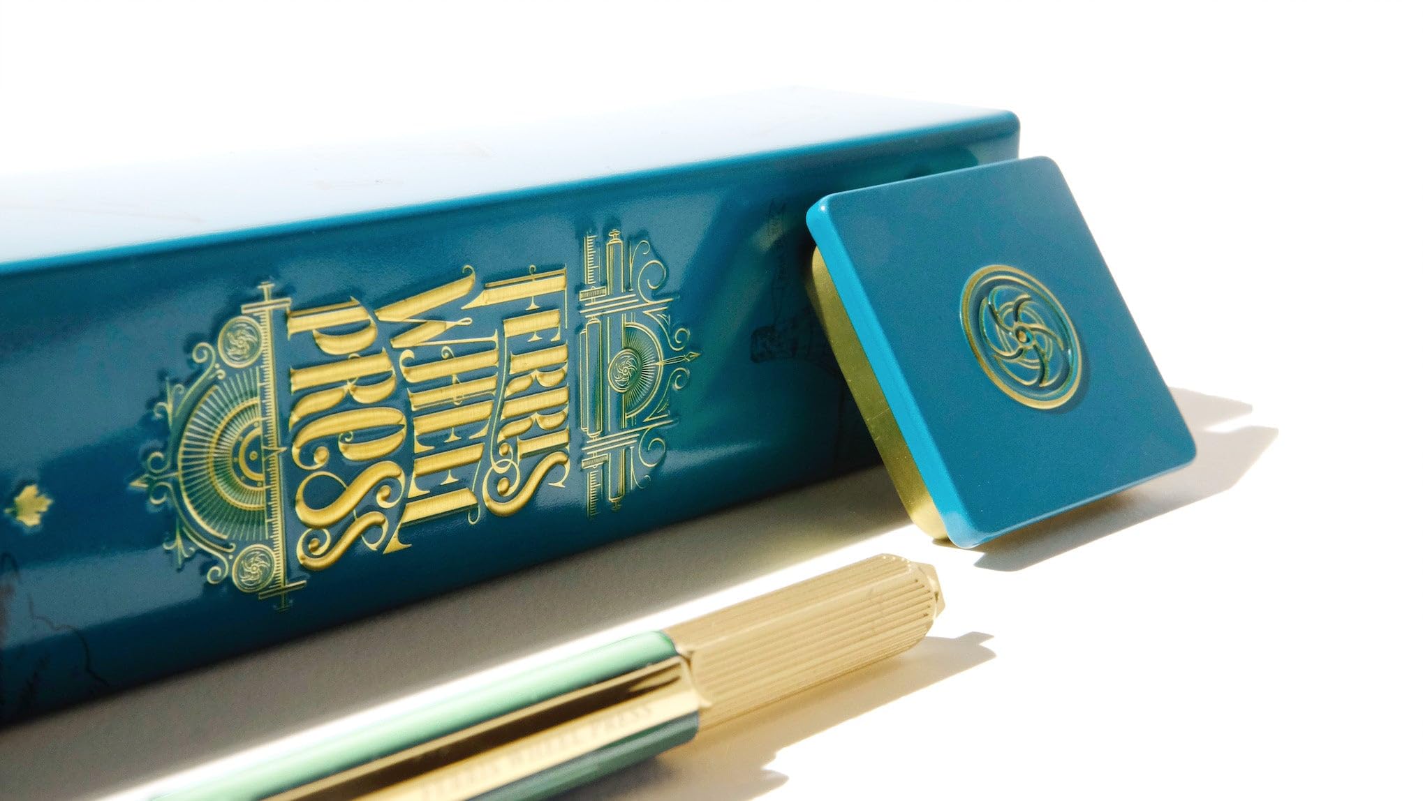 Ferris Wheel Press , Scribe Ballpoint Pen, Madame Burgues, Copper Lacquered Body, Steel plated clip, Engraved rotating brass crown - Image 2