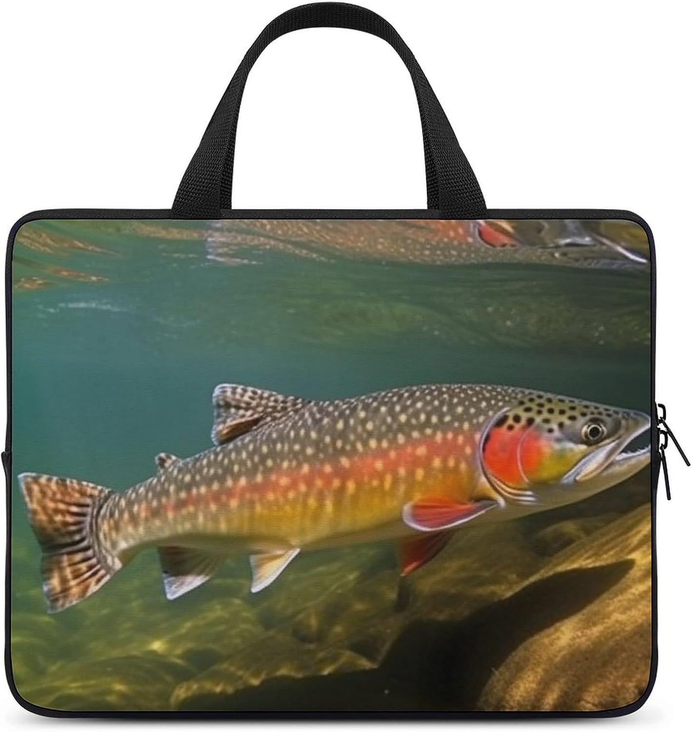 Brook Trout Fly Fishing Printed Laptop Case 15 Inch Laptop Bag Laptop Sleeve Water Resistant Computer Case Laptop Carrying Case Protective Laptop Handbag Bag Bussiness Carrying Handbag