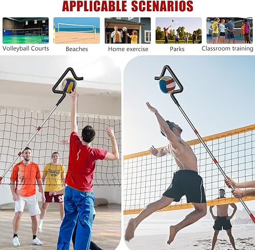 Miniatura 6 de Entrenador de voleibol, entrenador de golpeo de voleibol ajustable en altura, herramienta de entrenamiento de golpeo para taladros, servir y saltar,