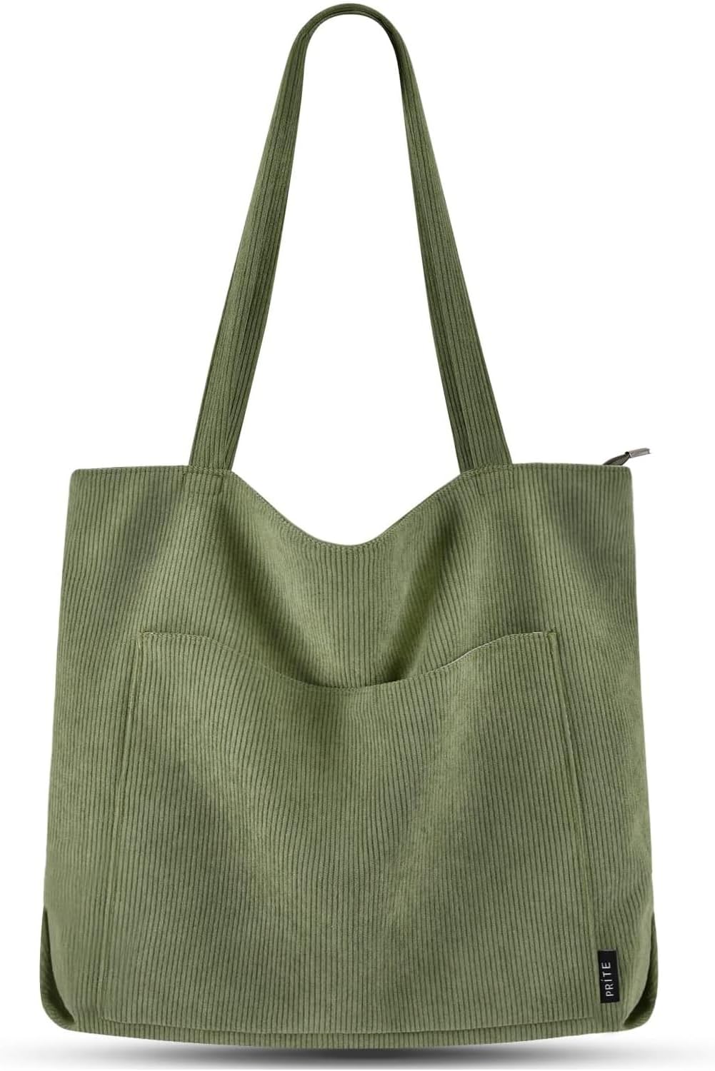 Corduroy Tote Bag for Women Large Shoulder Bag with Zipper and Pockets for College Work Travel Shopping