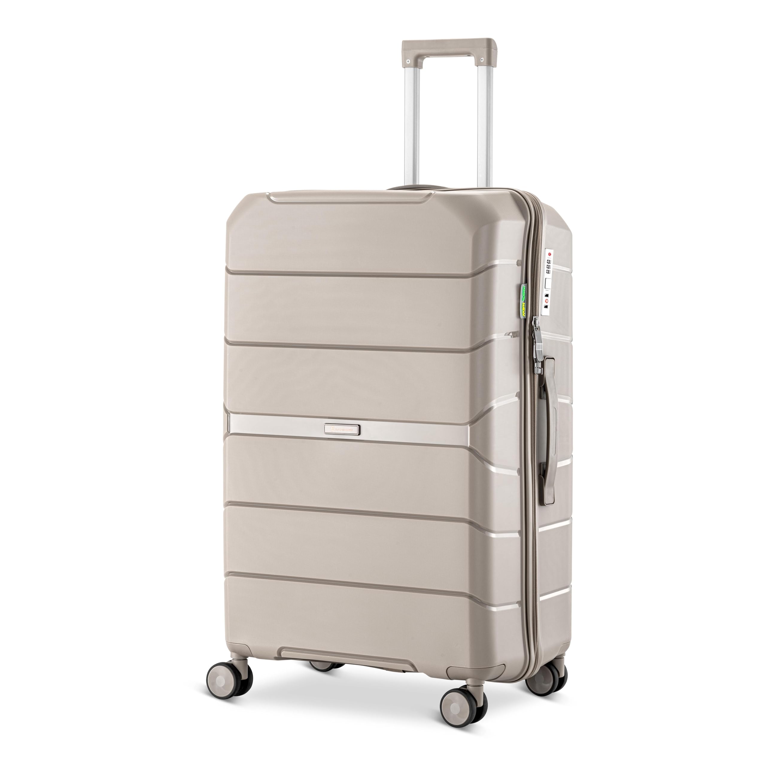 Urban Adventurer Koffer groß 110L – Beige – Hartschalenkoffer XXL mit Zahlenschloss & 4 Rollen