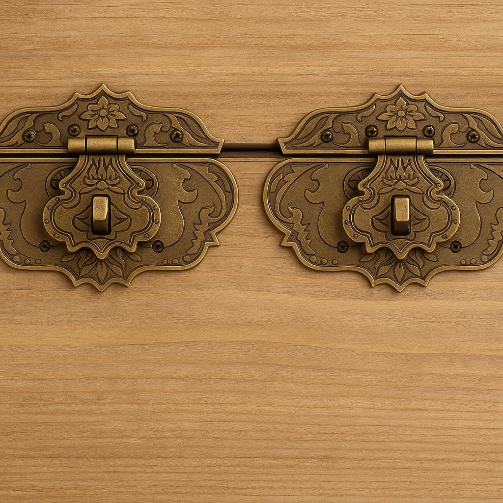FUXXER Set di 2 chiusure antiche per mobili, 75 x 58 mm, in ferro bronzo, per lucchetti,