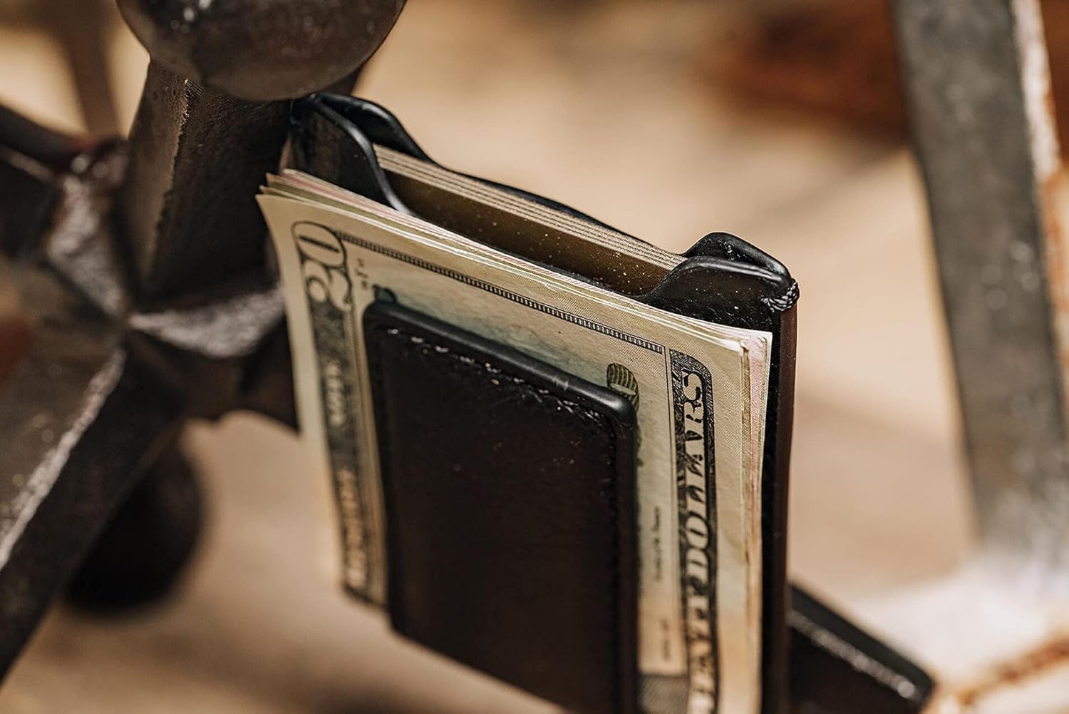 House of Jack Co. Rip Magnetic Money Clip Wallet for Men, Slim Front Pocket Leather Wallet With Gift Box, Full Grain Cowhide Card Holder, Black - Image 6