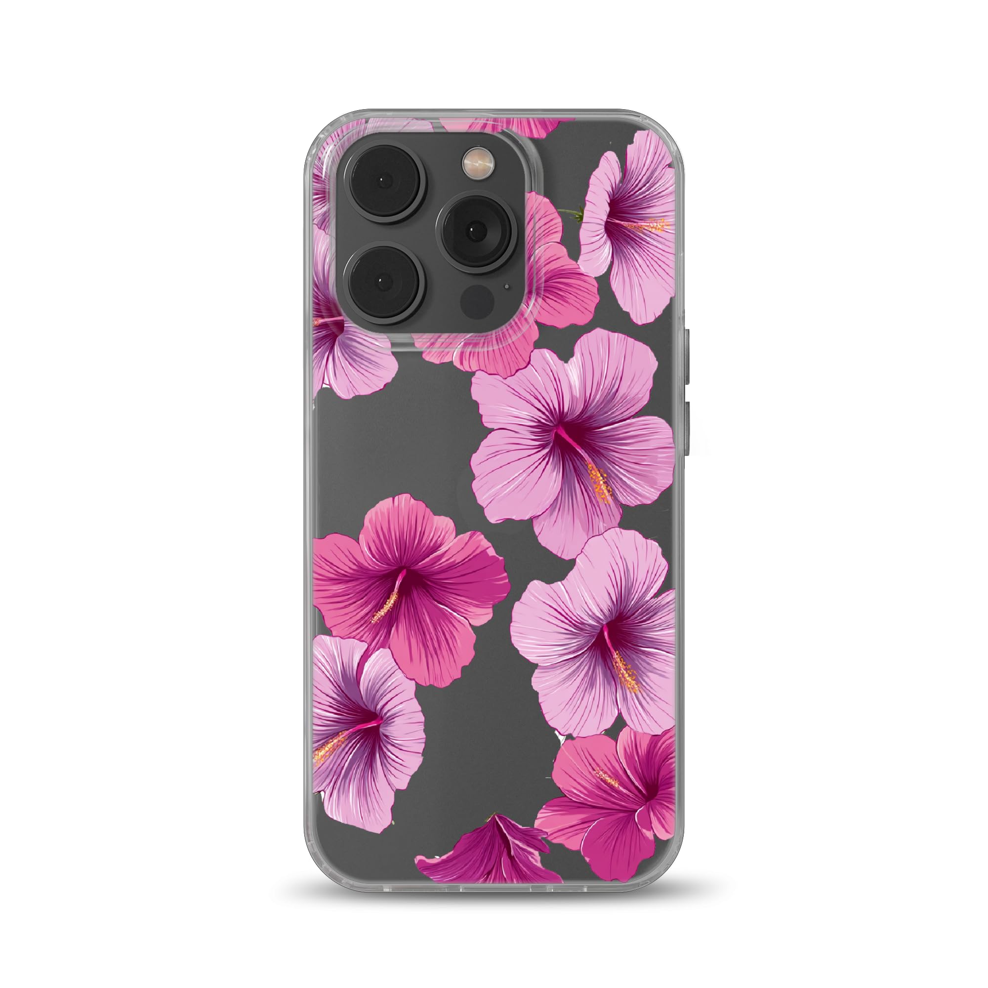 Coverolla Pink Hibiscus Phone Case | TPU Shockproof Protective Case for Phone Preppy Floral Design | Summer Beach Hibiscus Flower Phone Case Phone