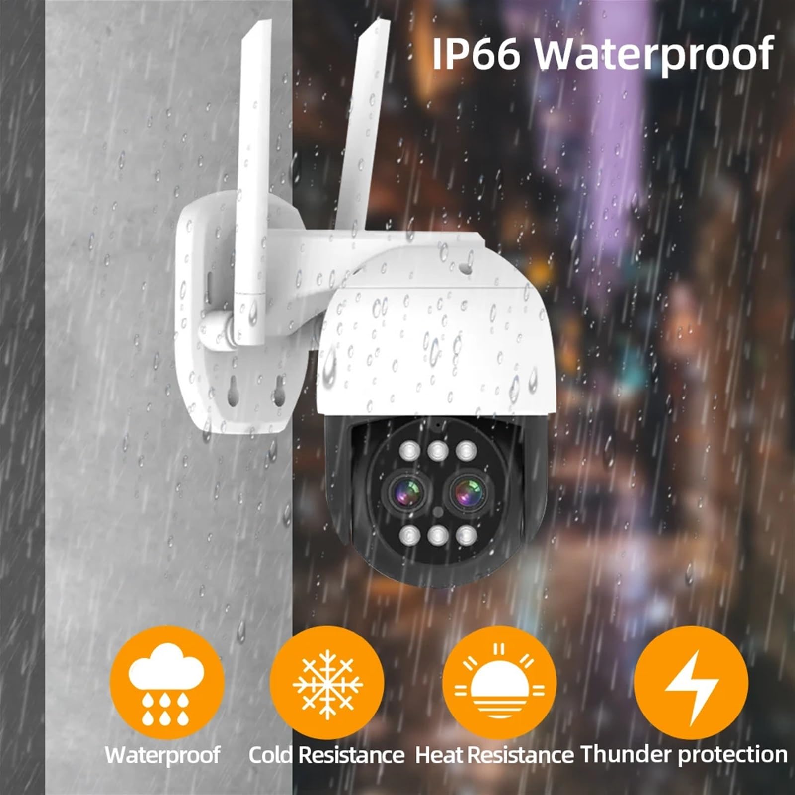 Caméra de sécurité, 8MP Double Objectif 2.8mm -12mm 10X Zoom 4K PTZ IP caméra extérieure AI Suivi Humain CCTV Audio sécurité vidéo Surveillance(WiFi Add 64G Card)