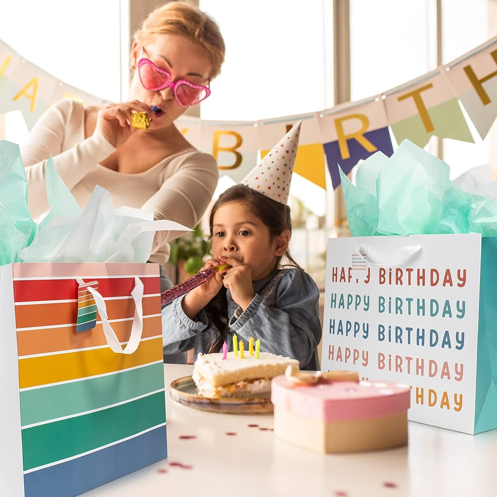 Amazon.com: ZICOTO Beautiful Birthday Gift Bags Set of 2