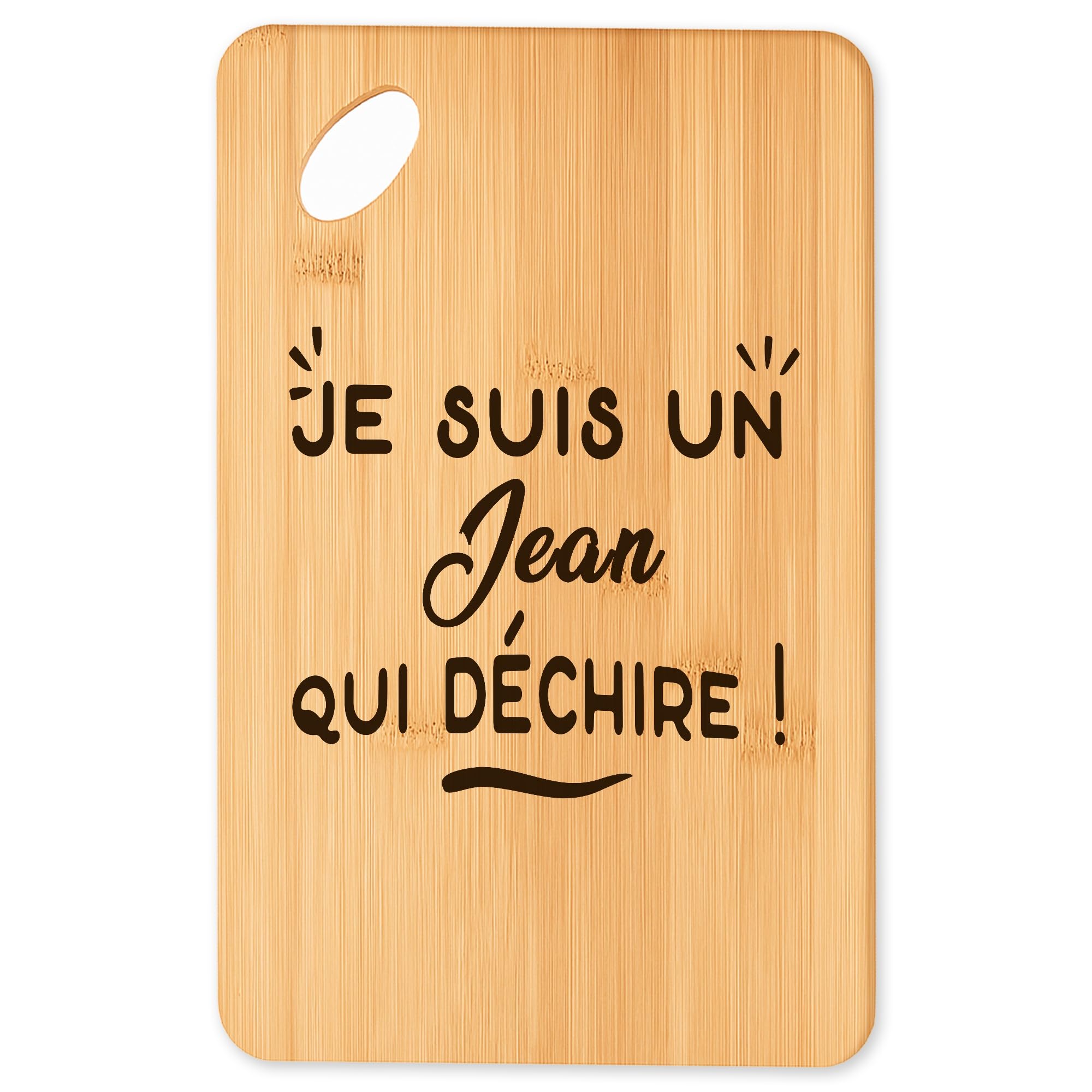 Planche à découper Jean Qui Dechire en bambou pour apéro et barbecue