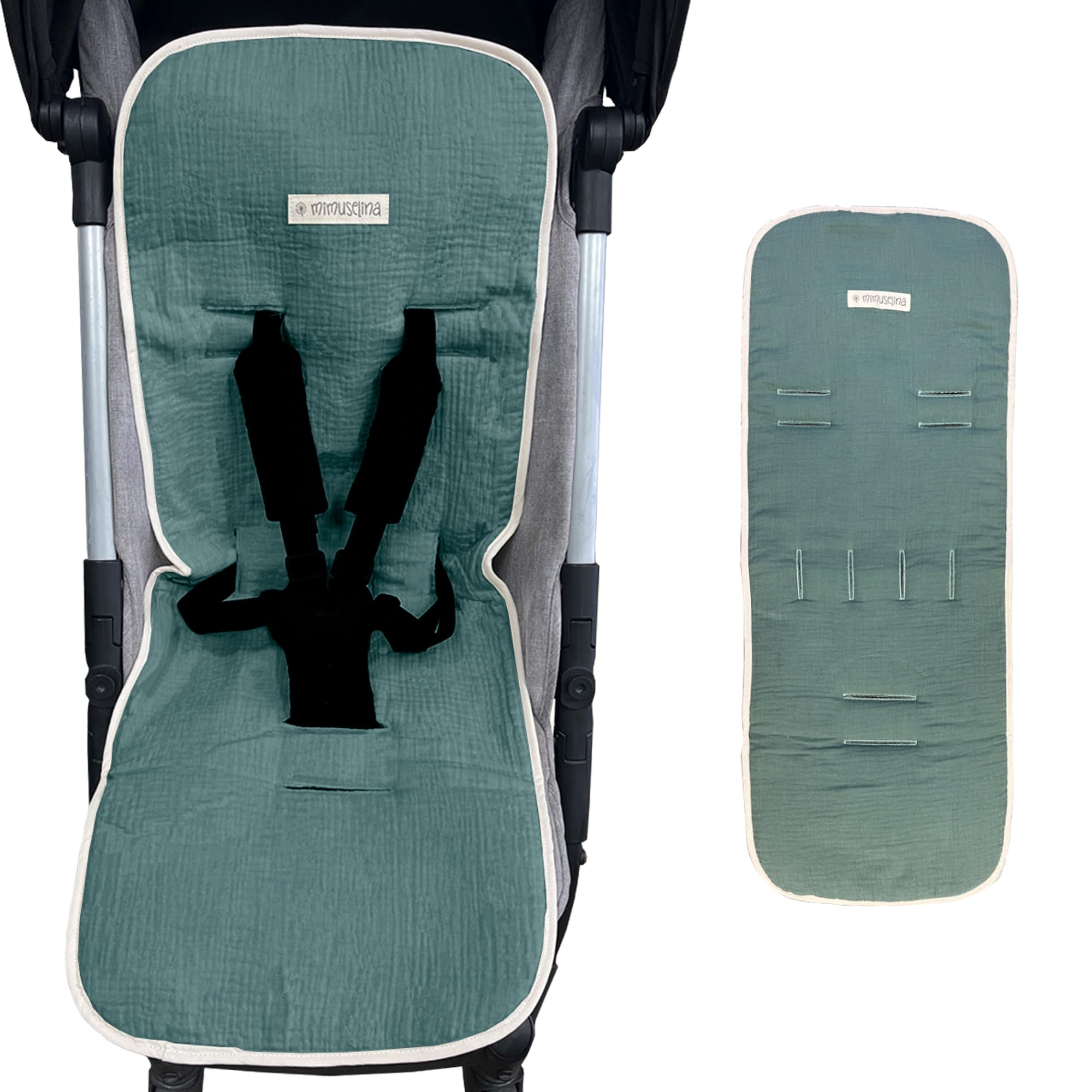 MIMUSELINA Kinderwagen Sitzauflage Universal aus 100% Baumwolle OEKO-TEX | Sitzauflage Buggy Sommer & Winter | Atmungsaktive, Waschbare Kinderwagen Unterlage 34 × 84 cm | Made in Portugal