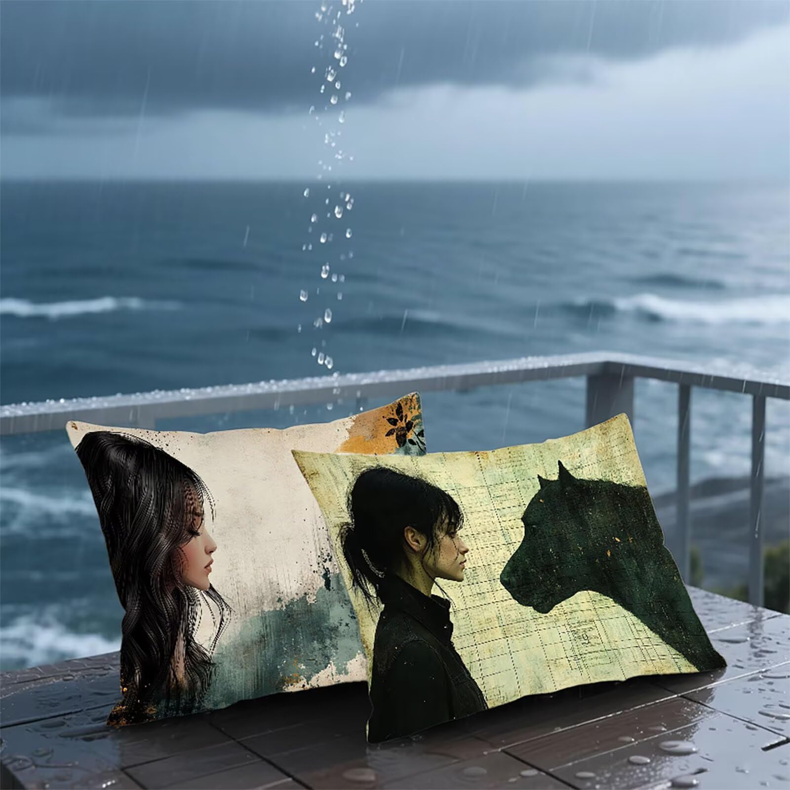 Federe Cuscino 70x90 Set di 2, Donna Federe Cuscini Divano Lino, Rettangolari Copricuscini 70x90cm Con Cerniera Invisibile, Copricuscino per Camera Letto Casa Decorazioni Regalo, Astratto V-9443