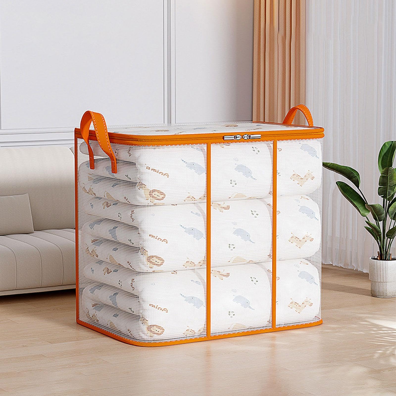 Clothing Storage Bag Clear With Reinforced Handle For Toys Sweaters Seasonal