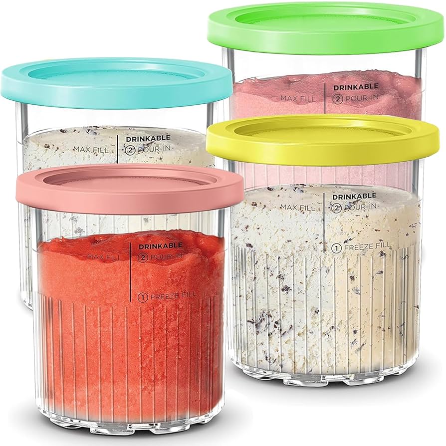 GHQYP Creami Pint Containers, For Ninja Kitchen Creami, Icecream Container Bpa-Free,Dishwasher Safe Compatible NC301 NC300 NC299AMZ Series Ice Cream – Yaxa