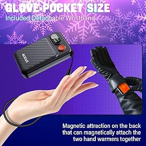 Hand Warmers Rechargeable 2 Pack - Electric Rechargeable Magnetic Hand Warmer with LED Display, 4 Heat Levels, Lanyards, USB, Gift for Men Women Kid, for Golf/Skiing/Camping/Hunting Essentials