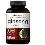 NatureBell Korean Red Ginseng 2,250mg Per Serving, 240 Softgels | Panax Ginseng Root, Standardized to 10% Ginsenosides, Non-GMO, Support Energy, Male Performance, & Immune System