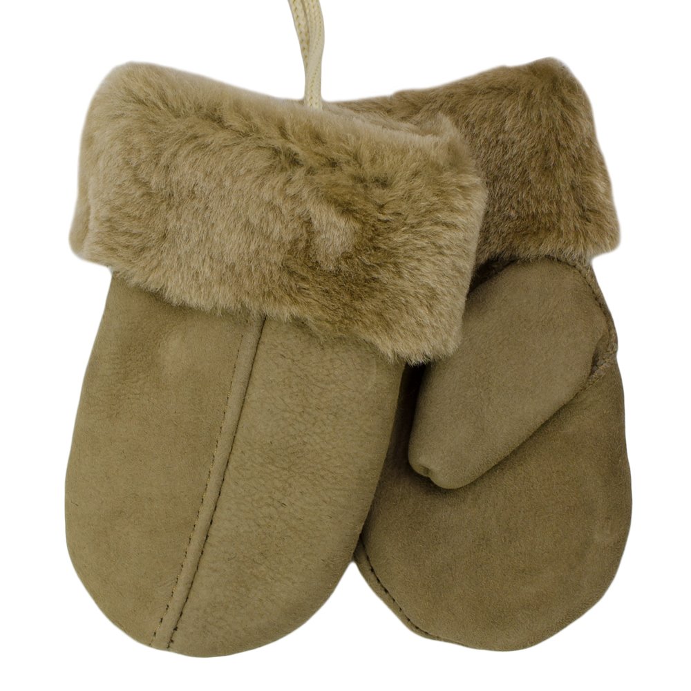 SamWoChildren's gloves made of real lambskin, cuddly warm natural product, for children aged 2-4 years, colour: beige brown