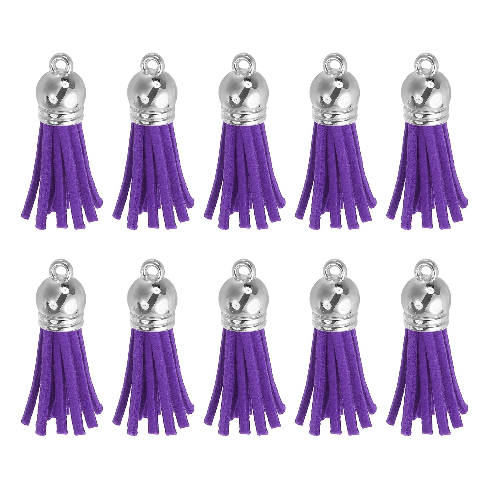sourcing map 48 portachiavi in pelle con nappa, per ciondoli, bracciali, gioielli, decorazioni fai da te (3,8 cm), viola scuro/argento