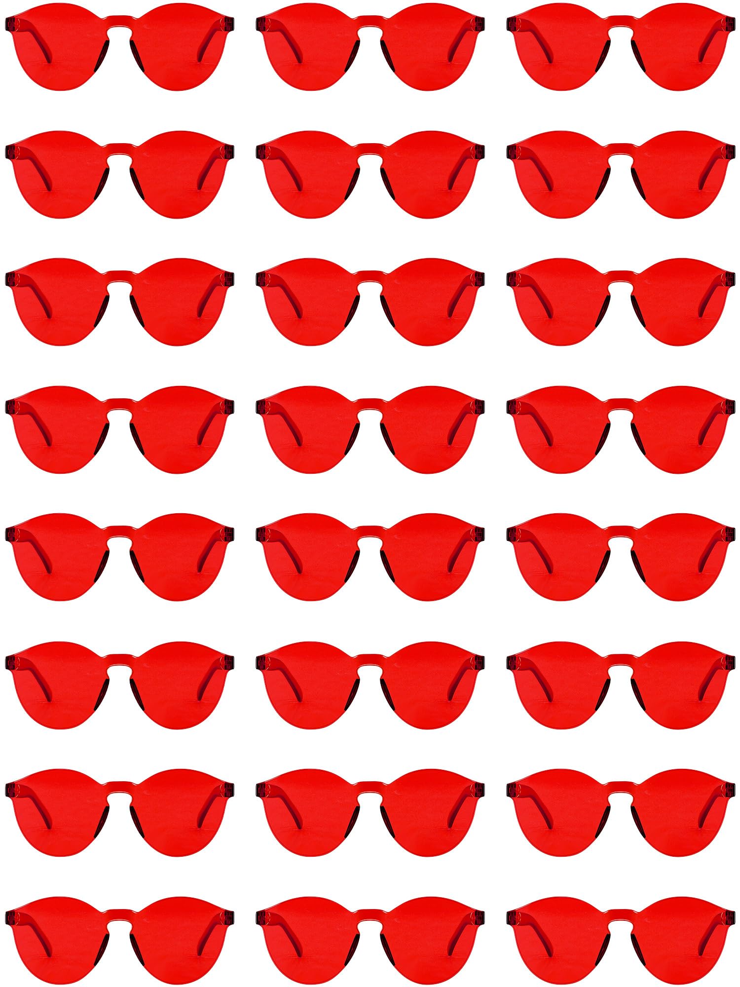 Hoteam 24 Pairs Rimless Round Sunglasses Bulk Tinted Party Sunglasses Transparent Candy Color Eyewear for Party