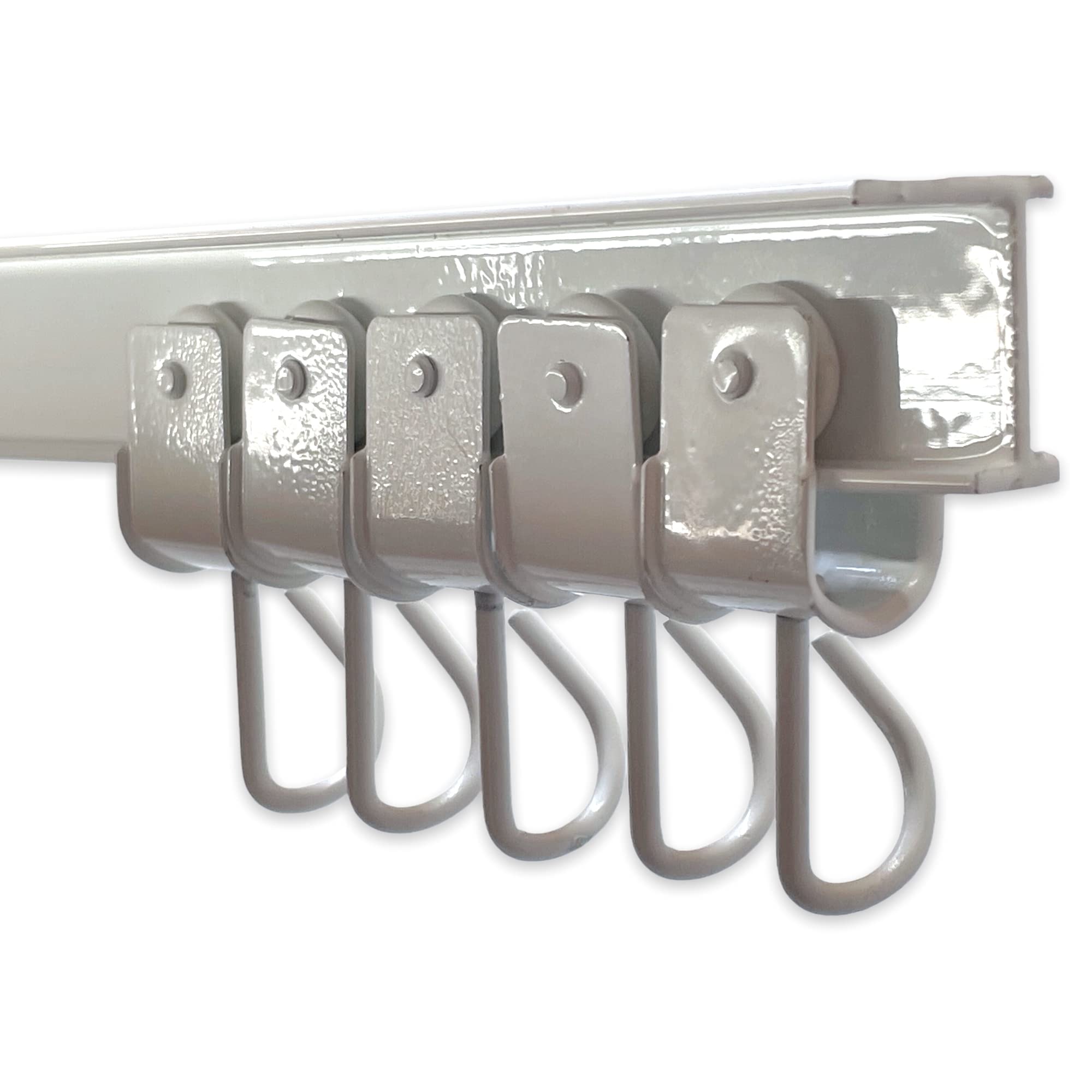 Teletoldo Kit Riel de Aluminio para Cortina Exterior (2,00 m) + 9 Poleas | Montaje a Techo | Blanco Lacado | Ideal para Toldos, Porches y Pérgolas