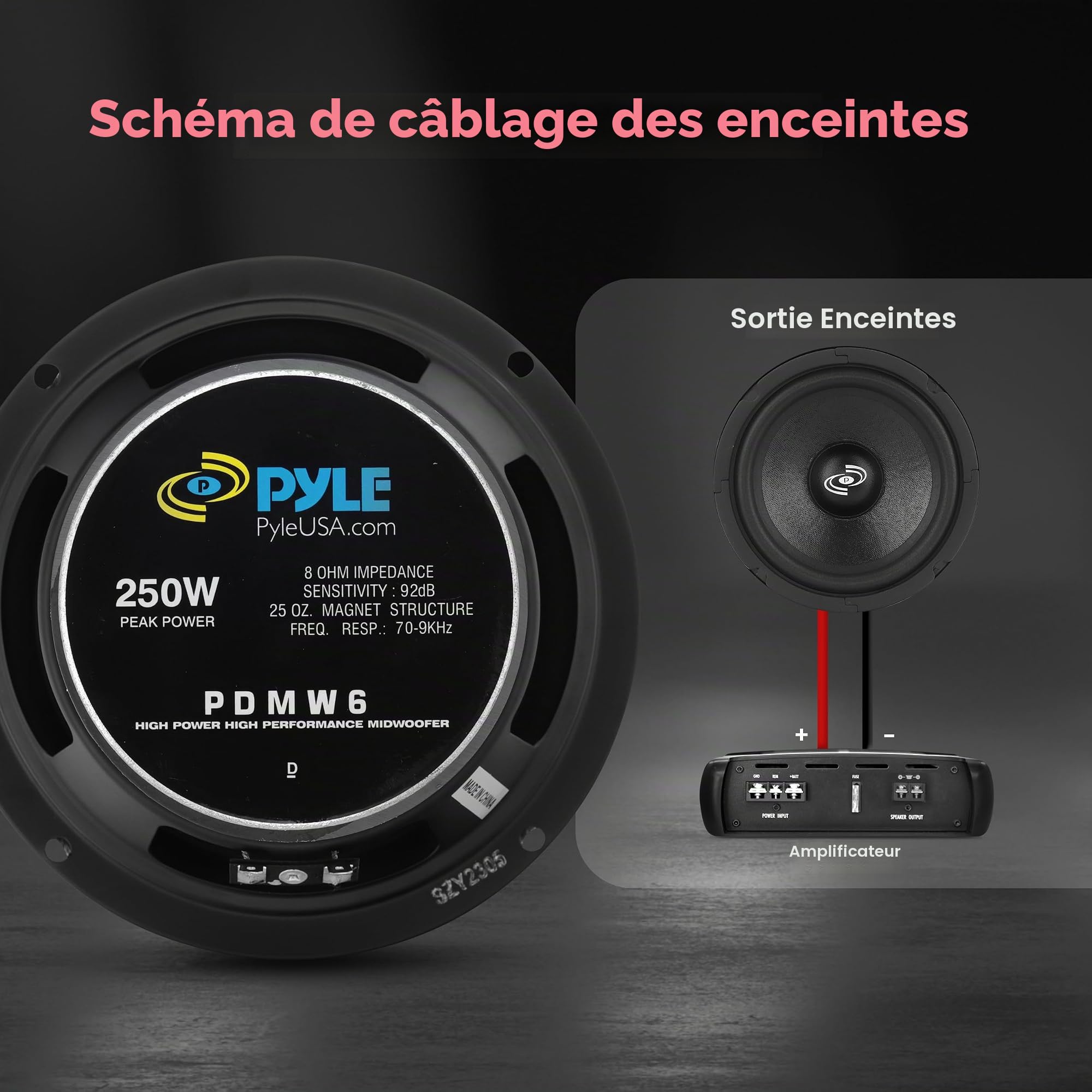 Pyle-Pro PDMW6 Lot de 2 haut-parleurs Driver 15 cm 8 Ohms