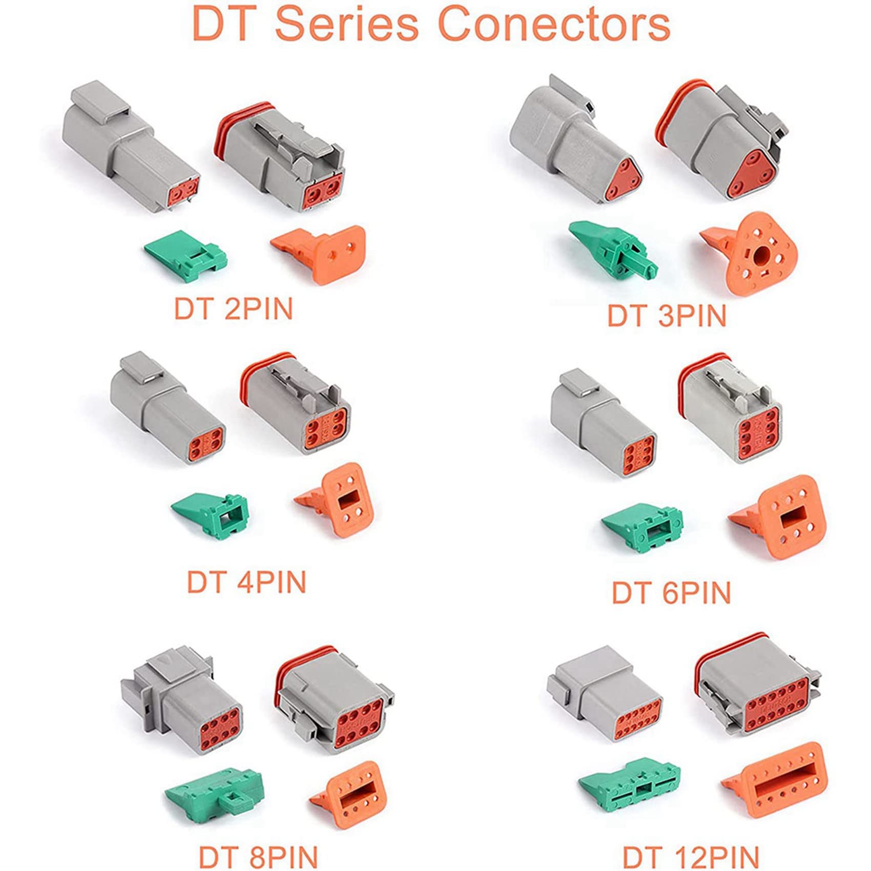 Spina Connettore Elettrico, 2 Set 2 3 4 6 8 12 Pin per Kit Assortimento Connettori Deutsch DT