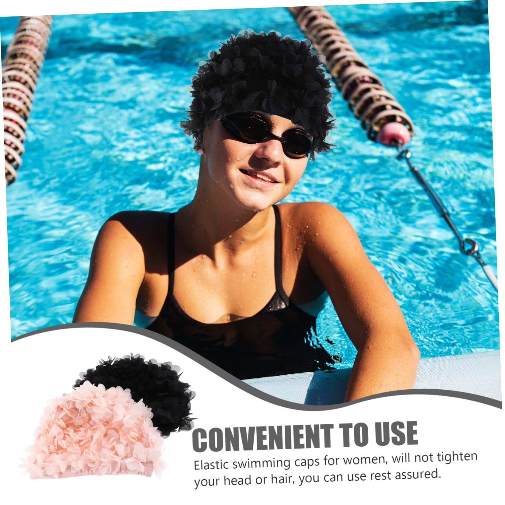 Toyvian 2pièces Lot de Bonnets De Bain Extensibles pour Femmes Bonnets De Bain à Pétales pour Cheveux Longs Et Courts