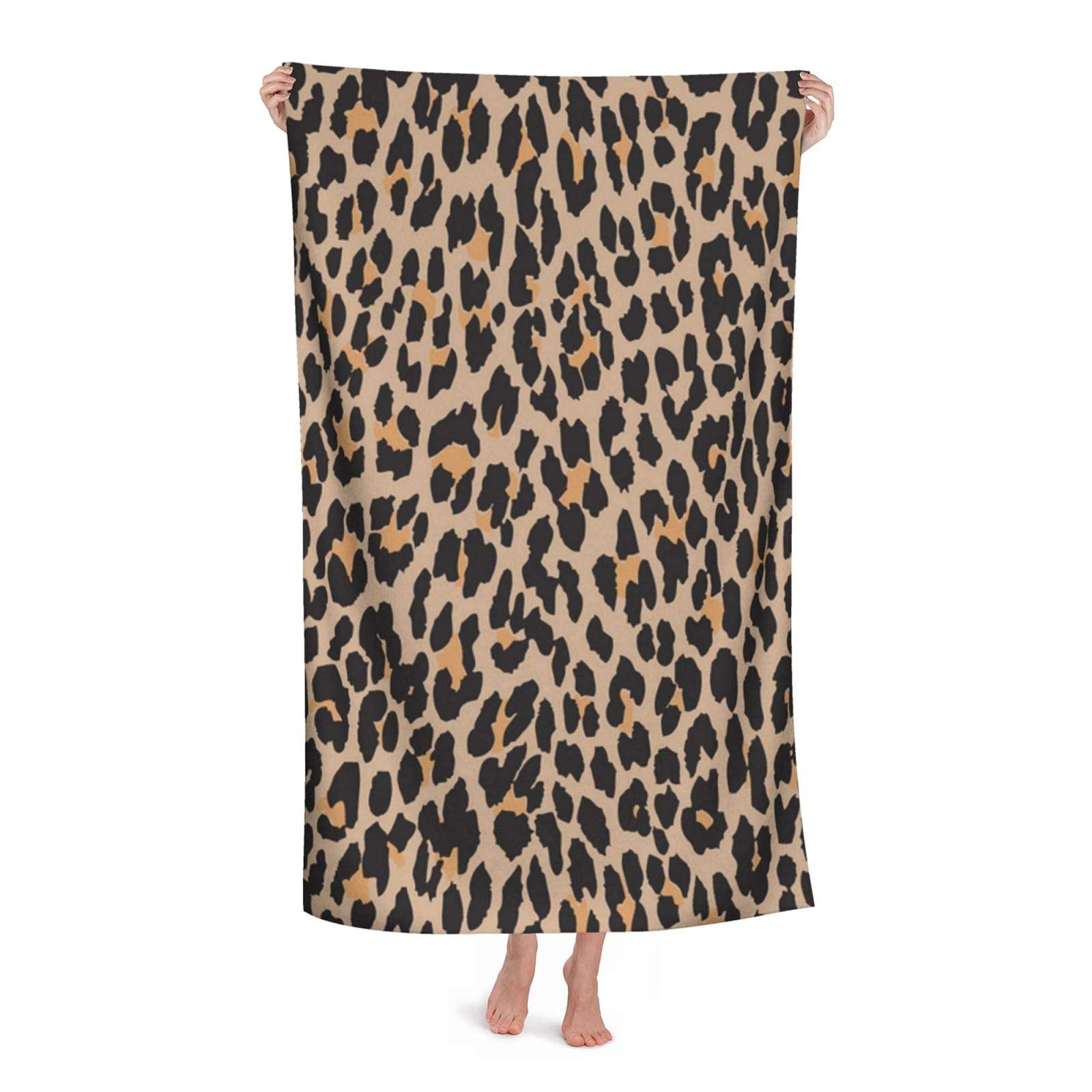 Set 2 Asciugamani Bagno Leopardo Dorato | Morbidi E Assorbenti | 36x72 Cm | Perfetti Per Bagno E Cucina