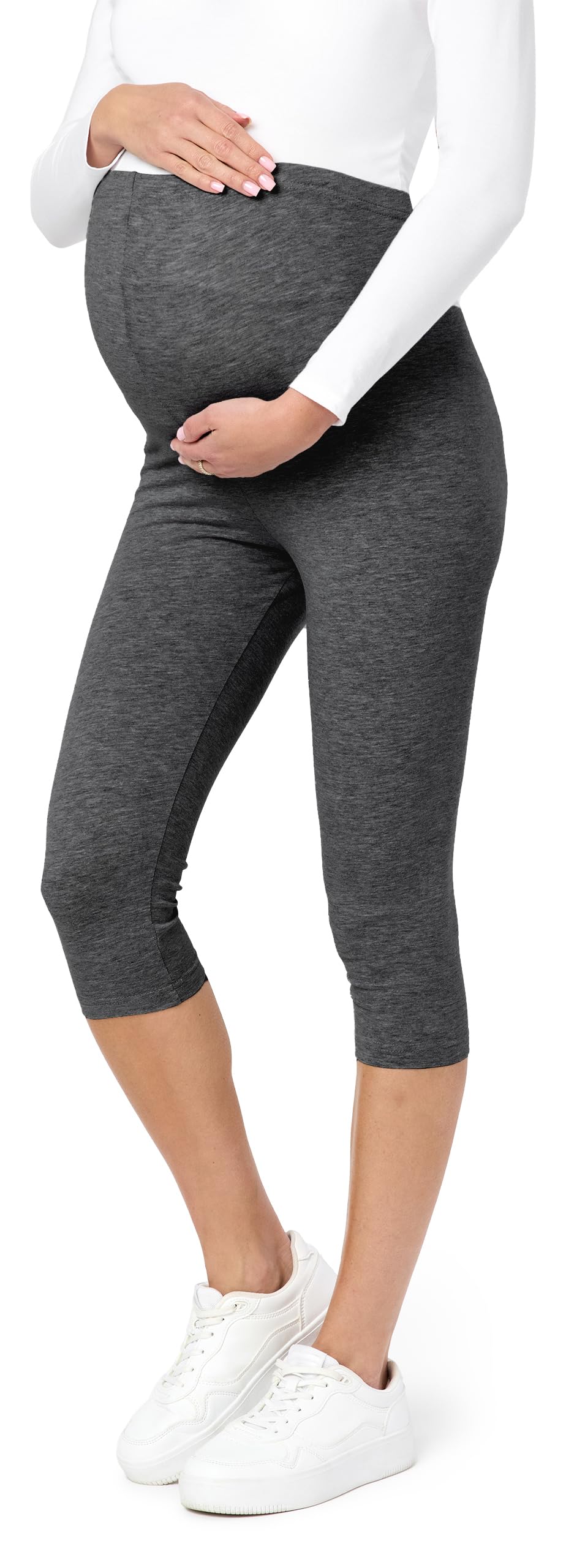 Be Mammy 3/4 Umstandsleggings Kurz aus Baumwolle Bequeme und blickdichte Schwangerschaftsleggings Umstandsmode BE20-229