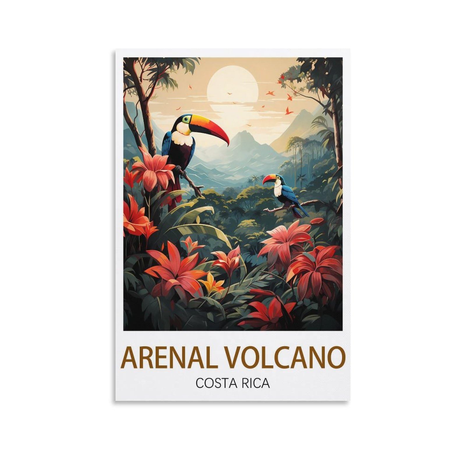 Orbana Unframe-Style Arenal Volcano Costa Rica Vintage Travel Posters 08X12inch(20X30cm) Canvas Print For Living Room, Bedroom, Dorm, Home, Office Wall Decoration