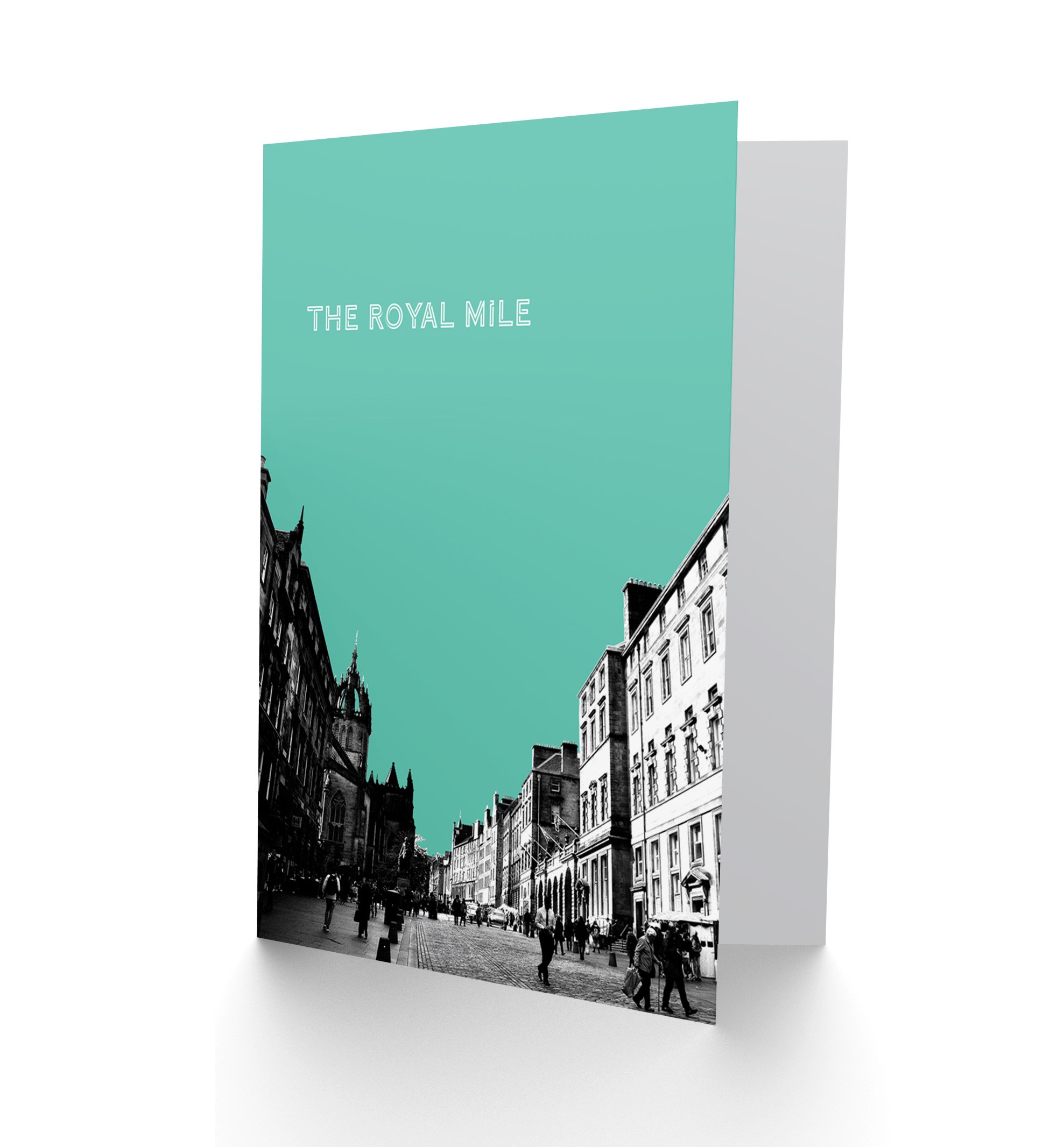 Wee Blue Coo Royal Mile Edinburgh Famous Street Teal Greetings Card