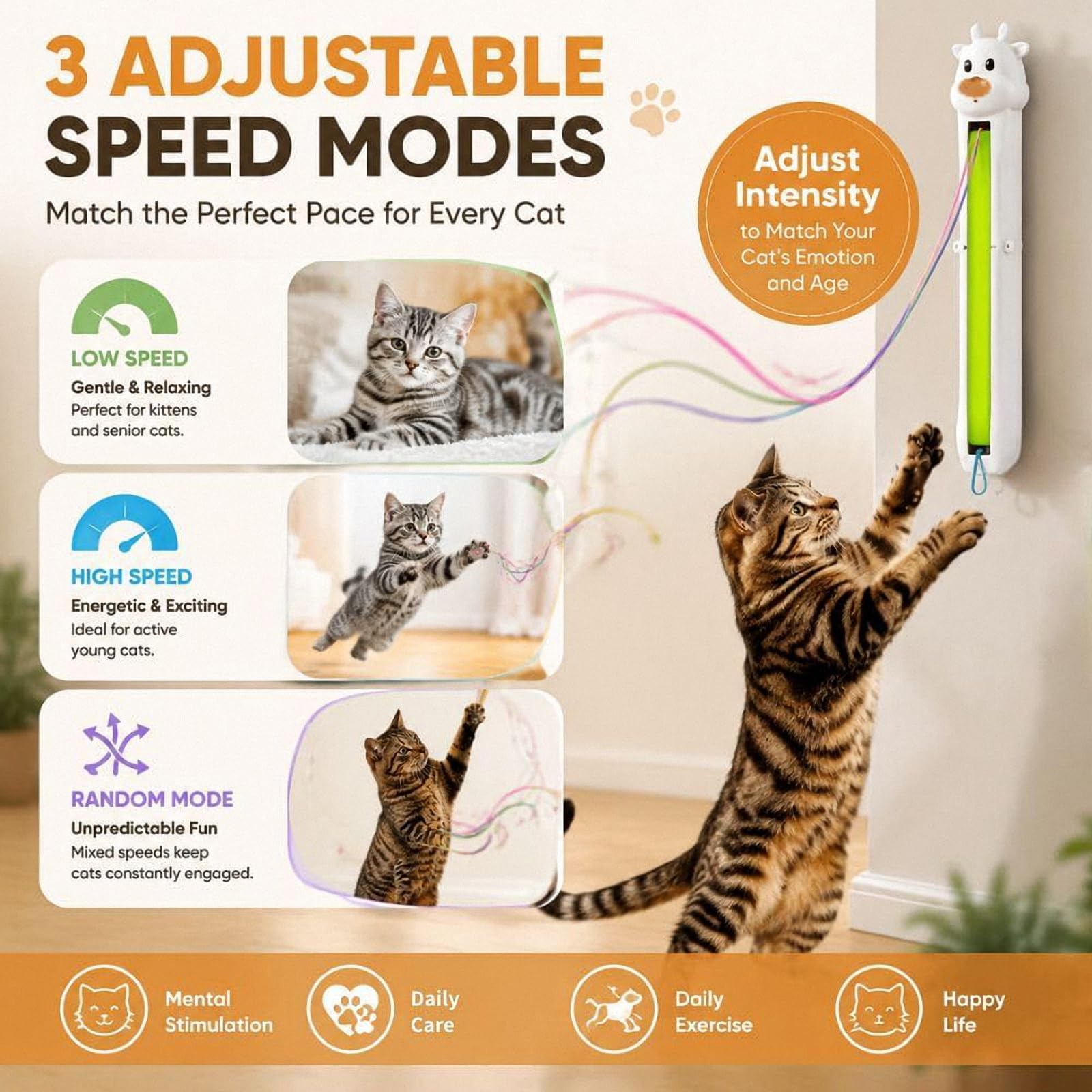 Générique Jouet pour Chat à Corde Volante à Mouvement Automatique, Jouet Interactif éLectrique Automatique pour Chat, Rechargeables Coin, Appartement, Aire de Jeu, Maison, Cuisine, Chambre (Bleu)
