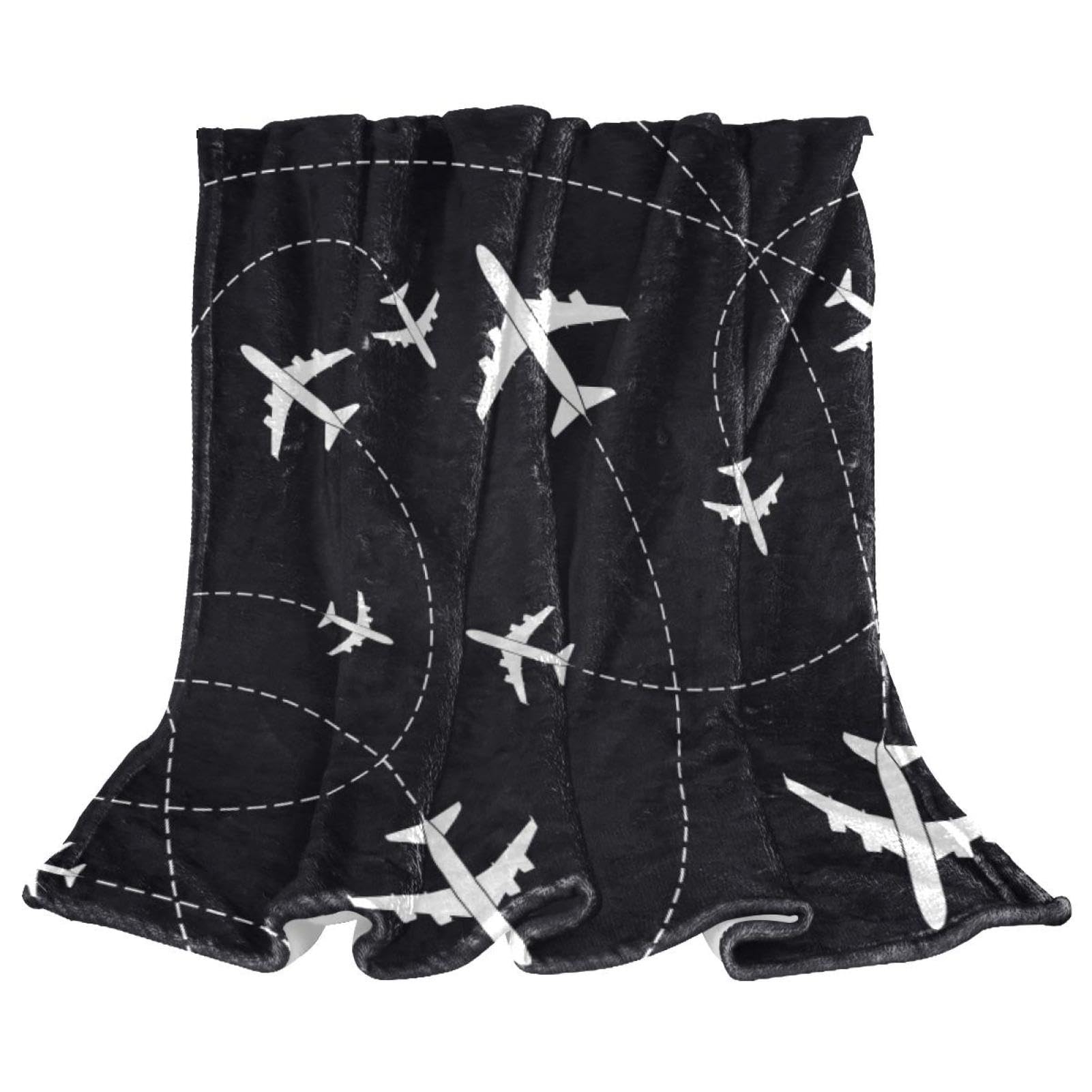Couverture polaire avion blanc légère et douce pour intérieur