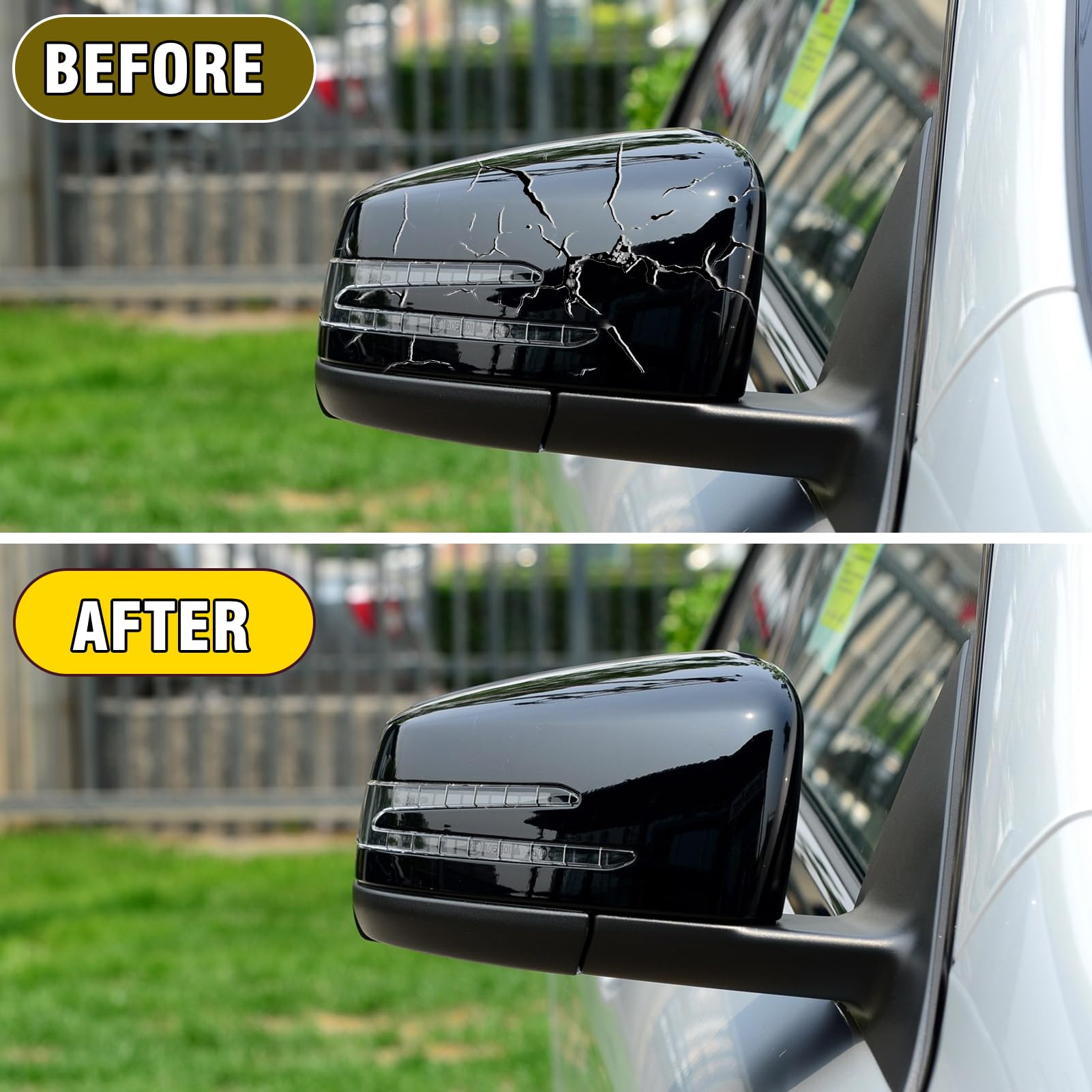 TTCR-II 2PCS Compatibile con Calotte Specchietti Mercedes Benz A B C E S CLA GLA GLK, Sinistro+Destro Copri Specchietto W176 W246 W204 W212 W221 C117 X204 X156 Tappi Specchietti Mirror Cover-Nero