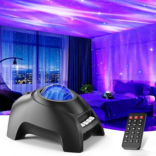 Northern Galaxy Light Aurora Projector, Star Projector with 33 Light Effects, Starry Nebula LED Lamp for Bedroom with Remote Control, White Noise, Kids/Adults Room Decor, Bluetooth Speaker for Parties